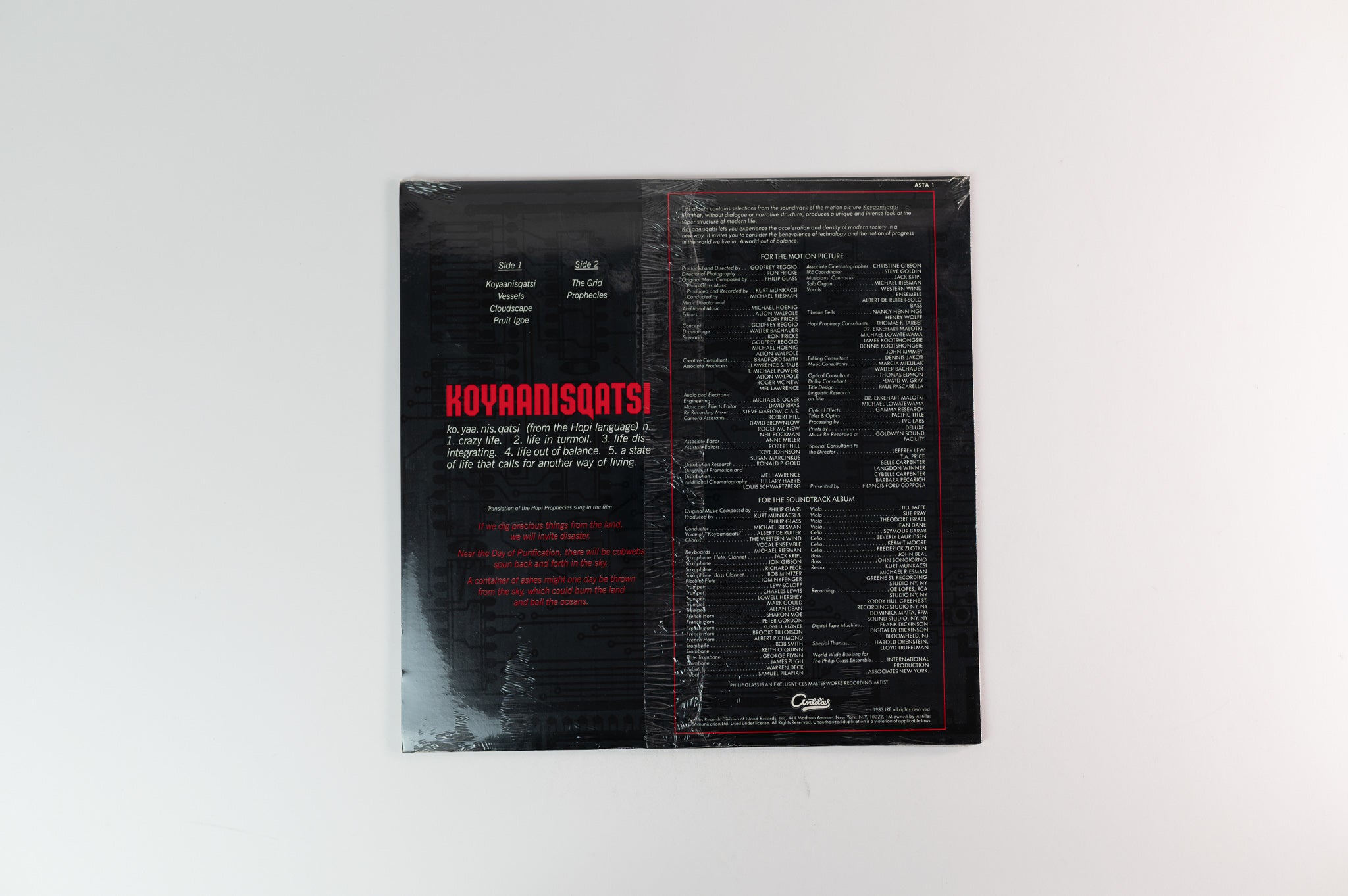 Philip Glass - Koyaanisqatsi (Life Out Of Balance) Soundtrack on Antilles Sealed