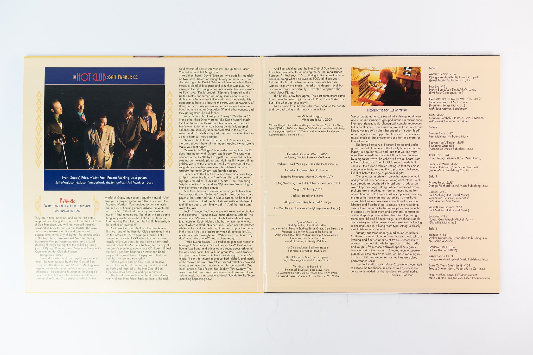 The Hot Club Of San Francisco with Dave Grisman - Yerba Buena Bounce on Reference Recordings 200 Gram