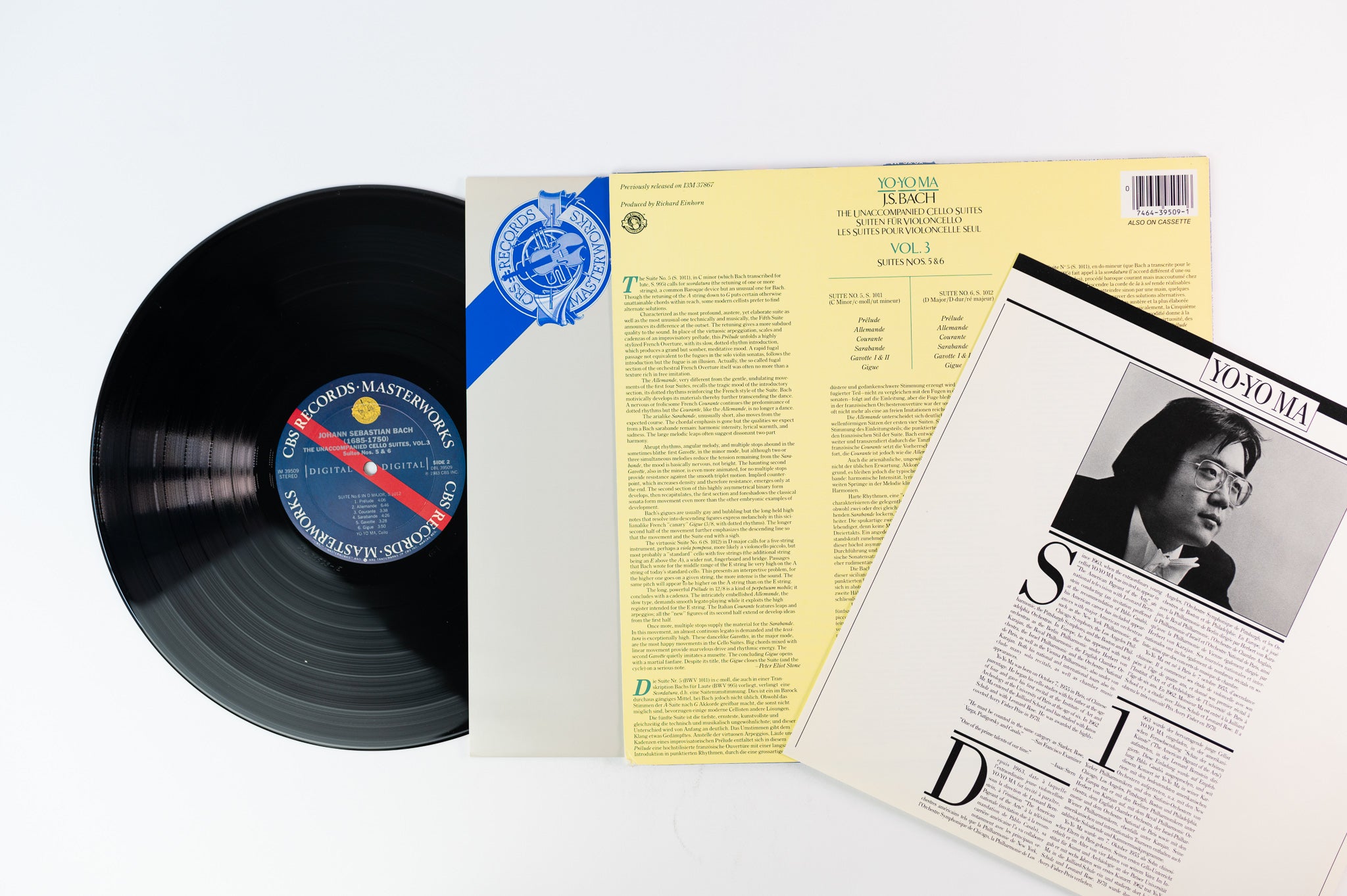 Yo-Yo Ma, J.S. Bach - The Unaccompanied Cello Suites Vol. 3 Suites Nos. 5 & 6 on CBS Masterworks