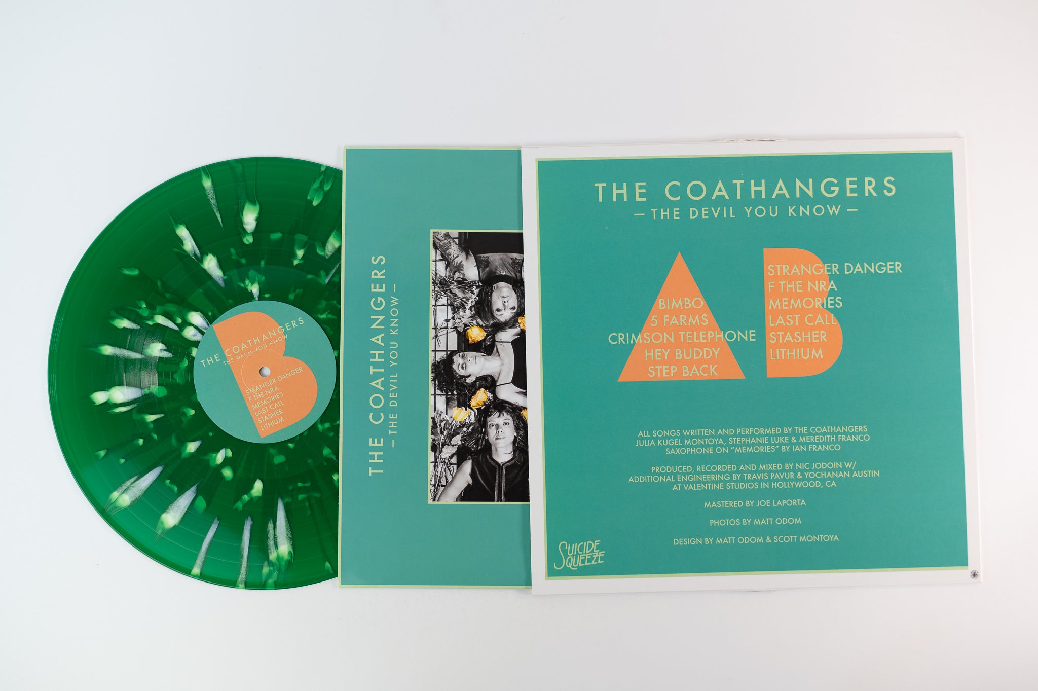 The Coathangers - The Devil You Know on Suicide Squeeze Green and White Splatter