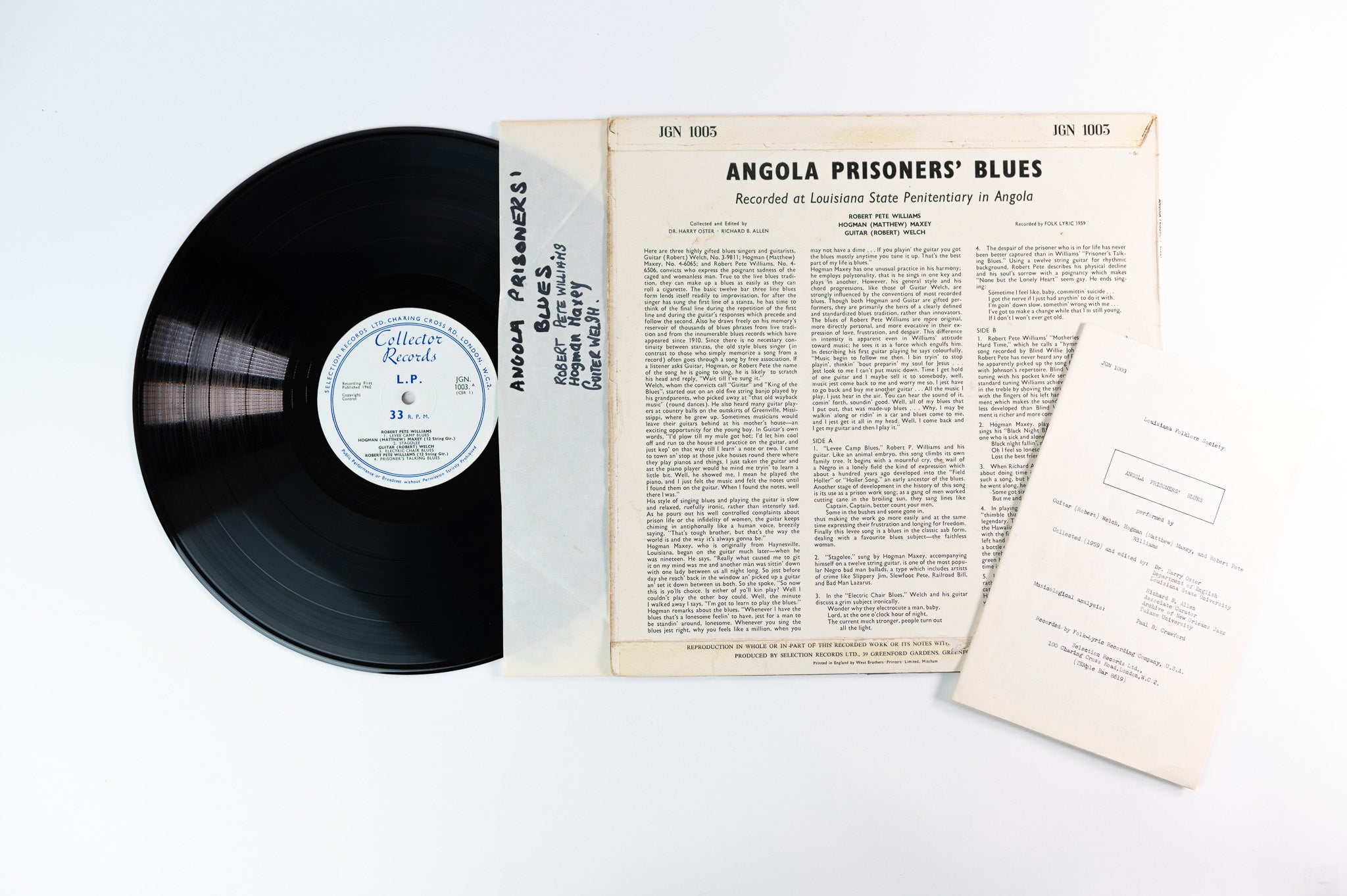 Robert Pete Williams - Angola Prisoners' Blues on Collector Records UK Pressing