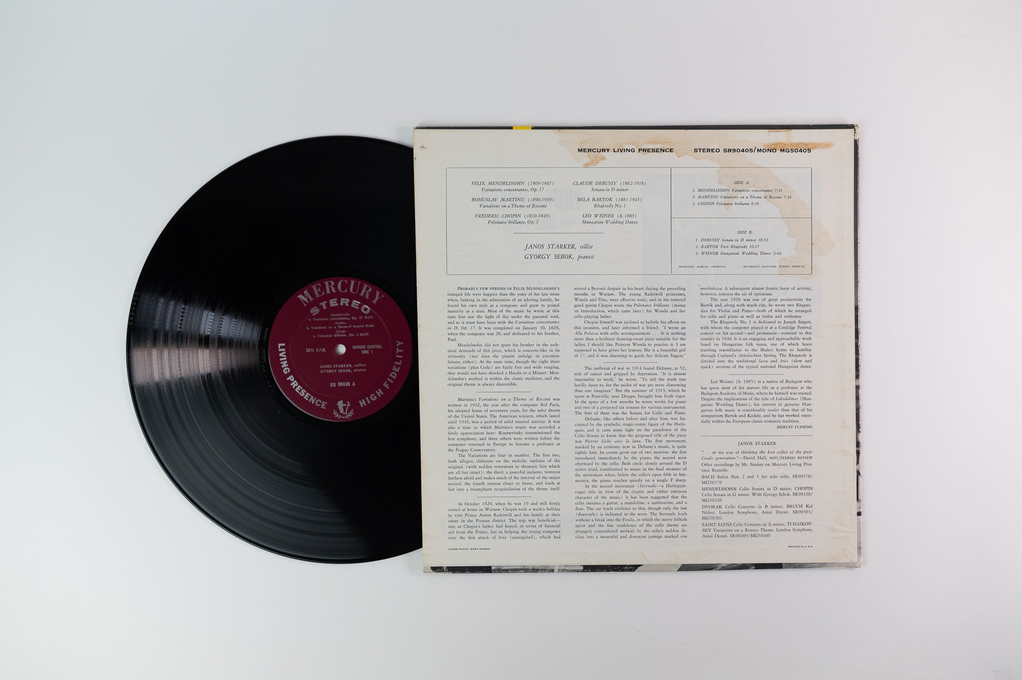 Janos Starker - Janos Starker Plays Works By Debussy, Bartók And Others on Mercury SR 90405 Stereo