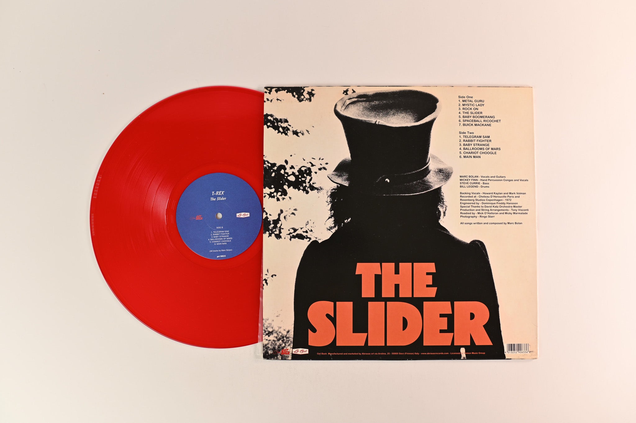 T. Rex - The Slider on Get Back Red Vinyl Italian Reissue