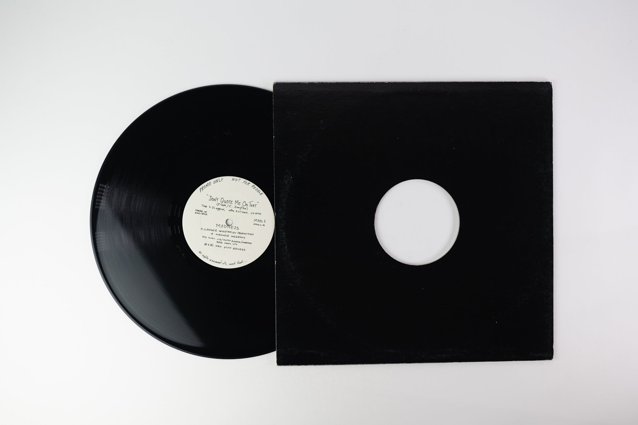 Madness - Don't Quote Me On That / Swan Lake on Stiff UK Press Promo 12" Single