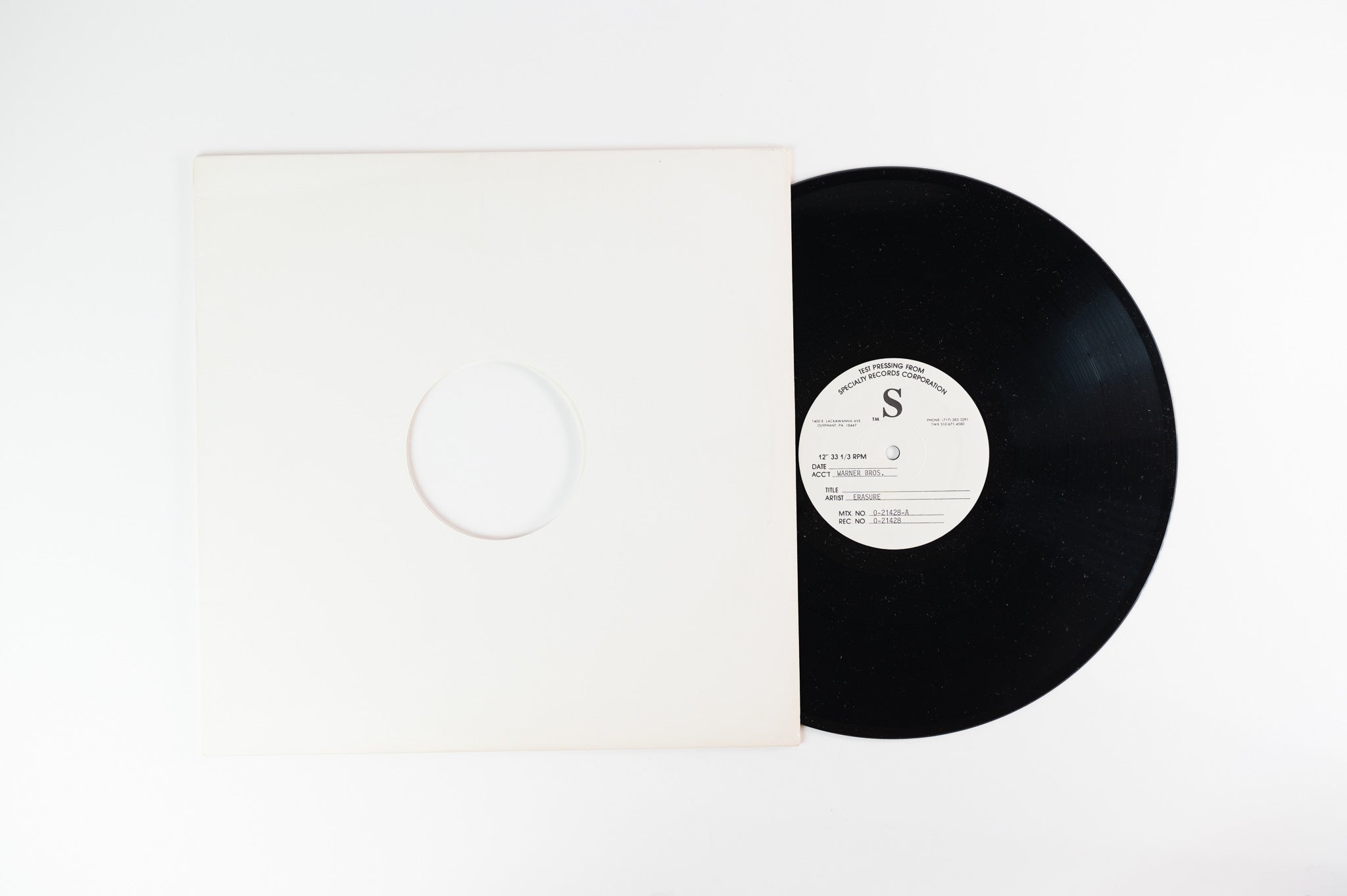 Erasure - Blue Savannah Specialty Records Test Pressing 12"