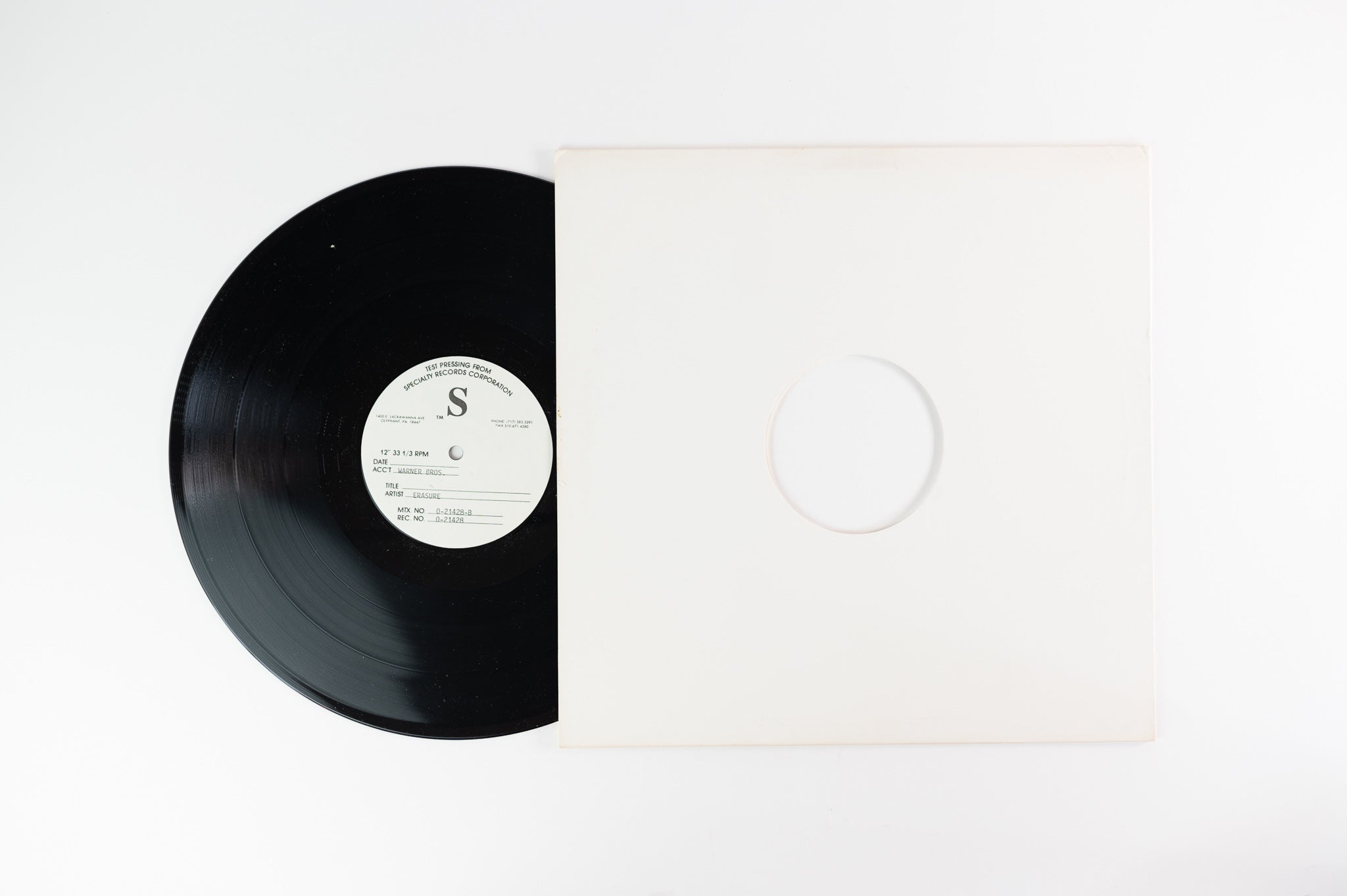 Erasure - Blue Savannah Specialty Records Test Pressing 12"