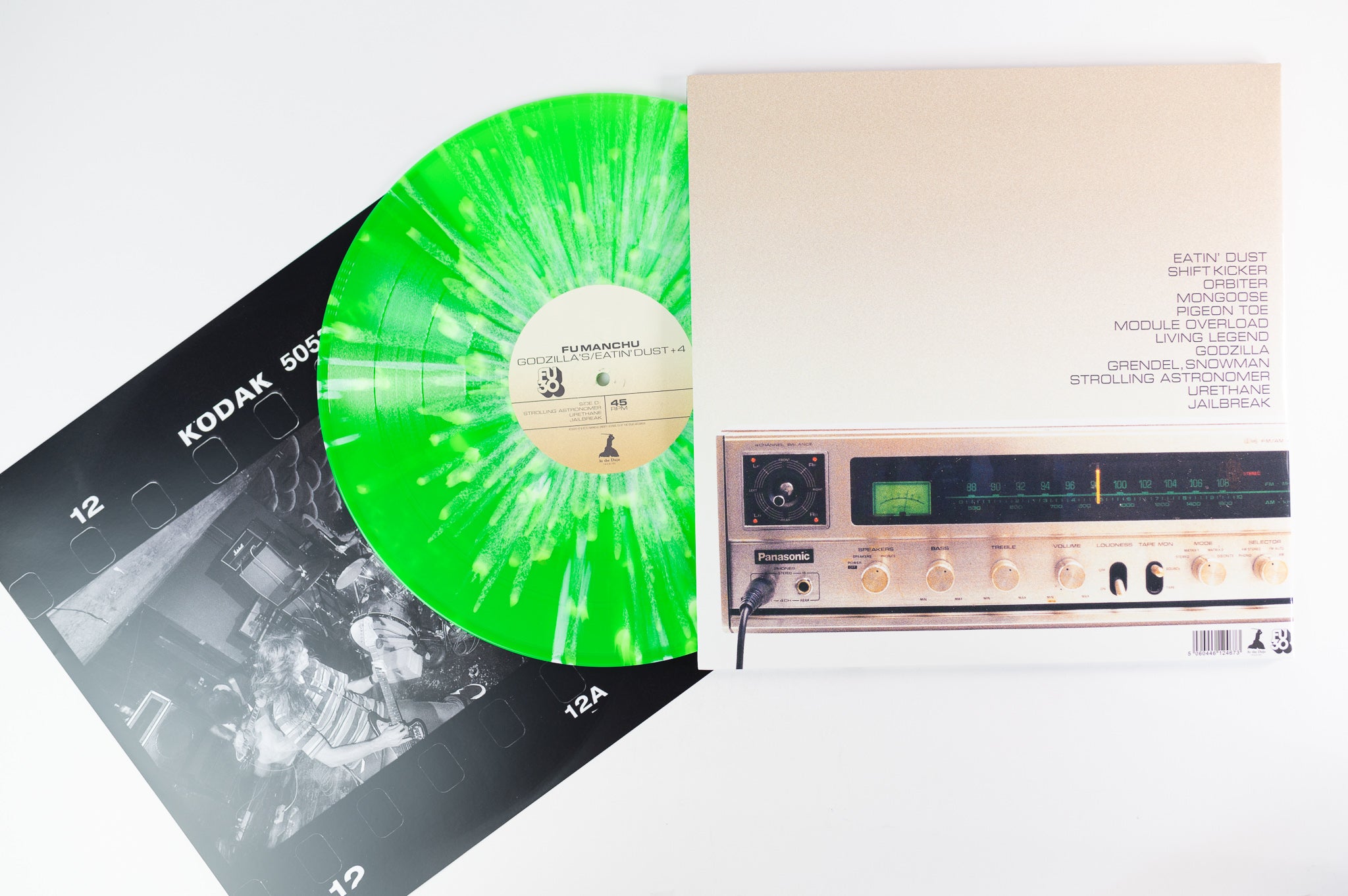 Fu Manchu - Godzilla's / Eatin' Dust +4 on At The Dojo Ltd Neon Green White Vinyl Reissue