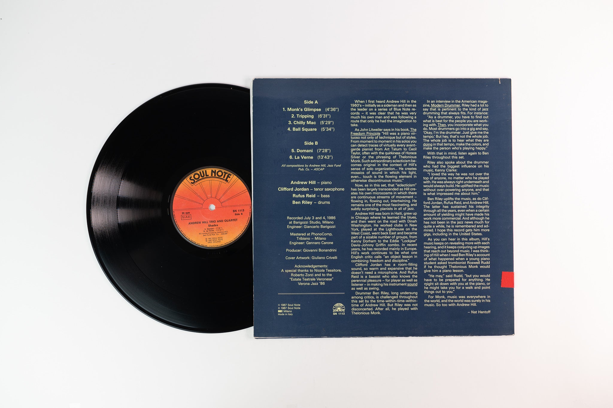 Andrew Hill Trio And Quartet - Shades on Soul Note - Italian Pressing