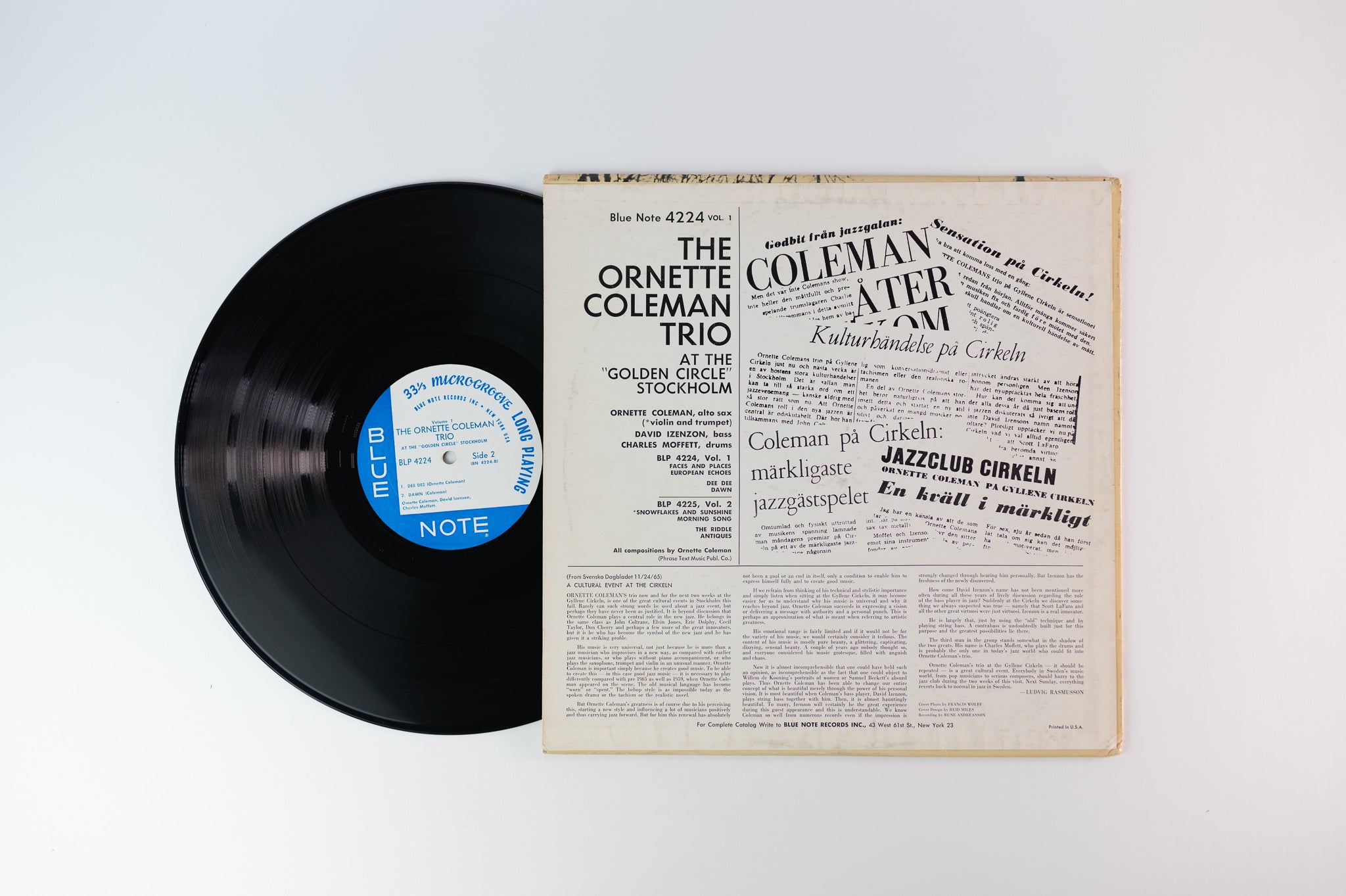 The Ornette Coleman Trio - At The "Golden Circle" Stockholm - Volume One on Blue Note 4224 NY Mono