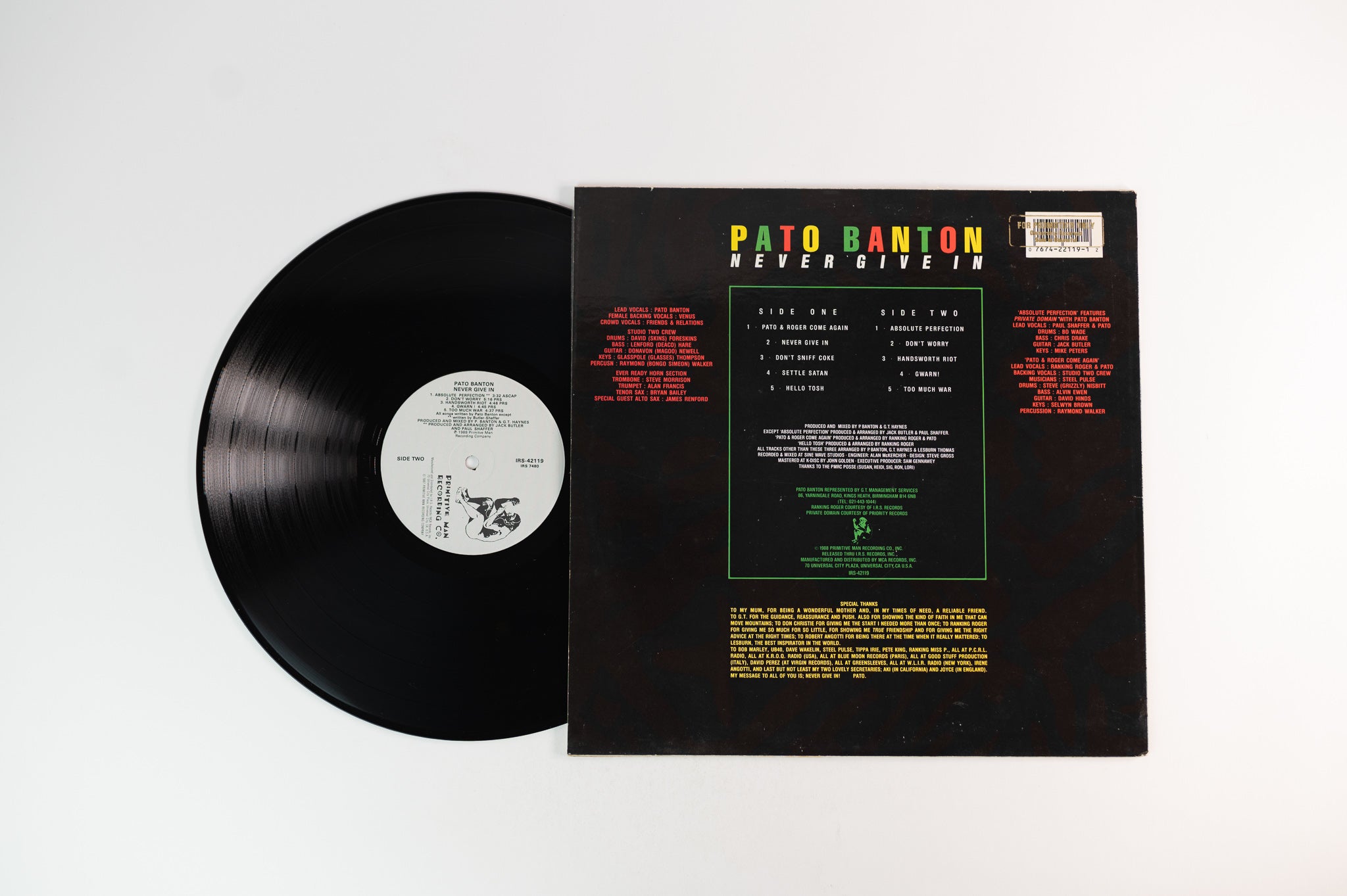 Pato Banton - Never Give In on Primitive Man Recording Company