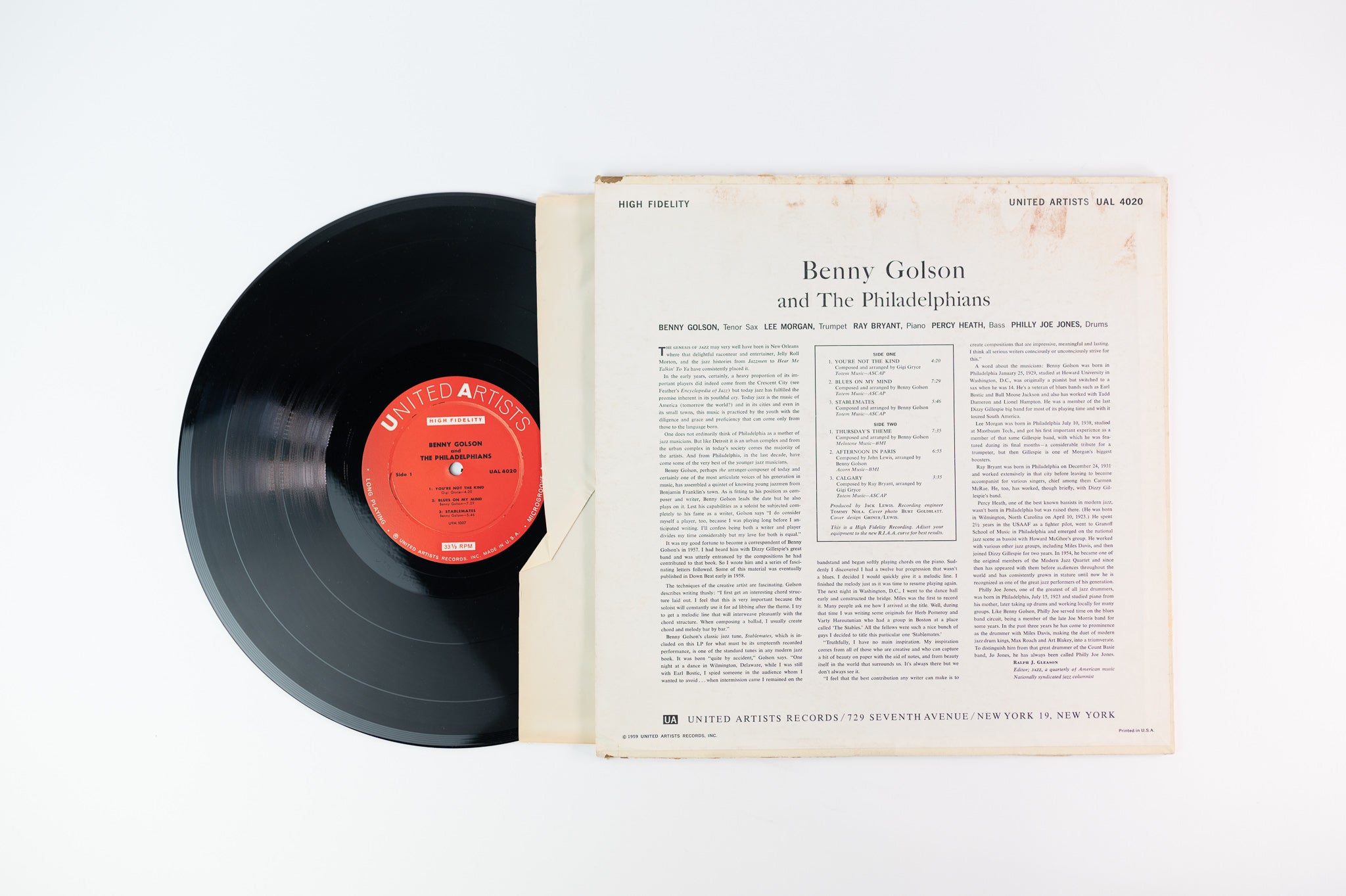 Benny Golson And The Philadelphians - S/T Self-Titled on United Artist Records UAL 4020 Mono
