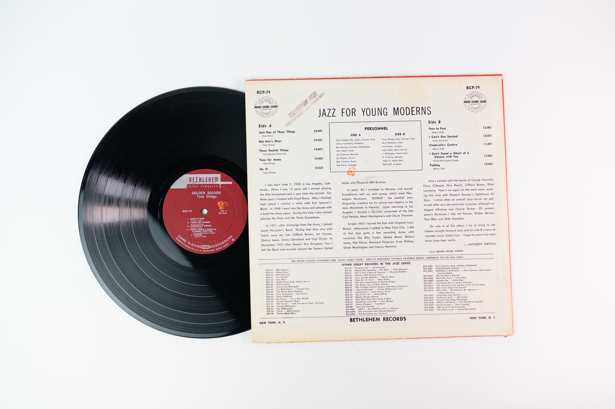 Anthony Ortega - Jazz For Young Moderns (And Old Buzzards, Too) on Bethlehem