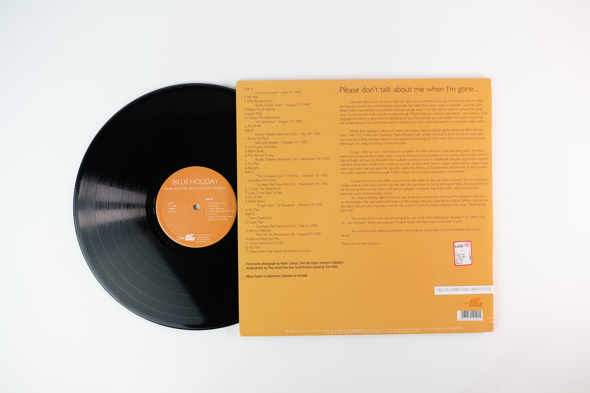 Billie Holiday - Please Don't Talk About Me When I'm Gone... on Get Back 180 Gram Italian Press