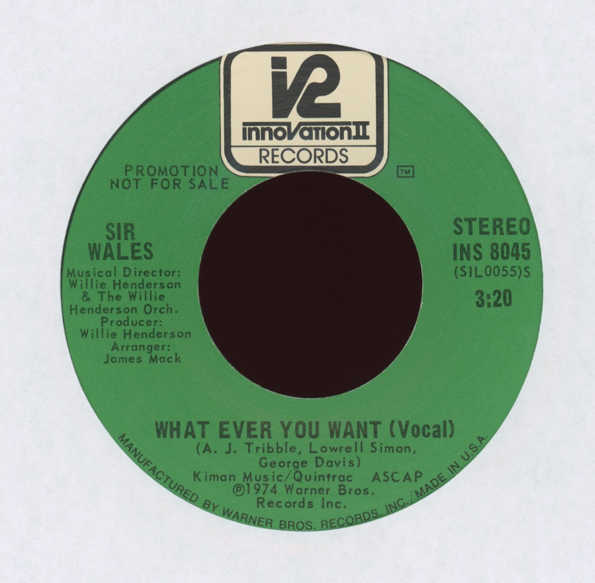 Sir Wales - What Ever You Want on Innovation II Promo Wales Wallace
