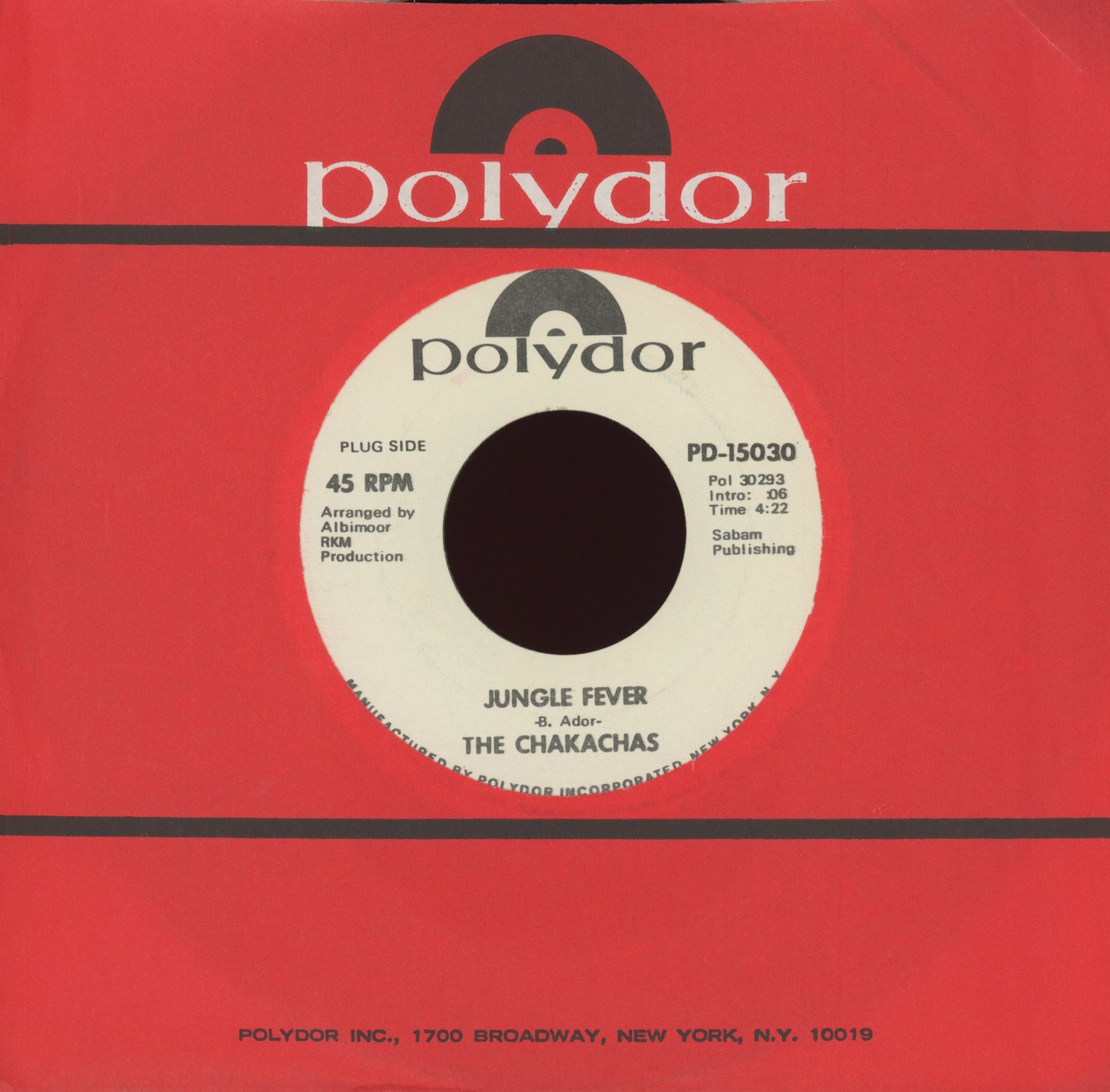 Chakachas - Jungle Fever on Polydor Promo