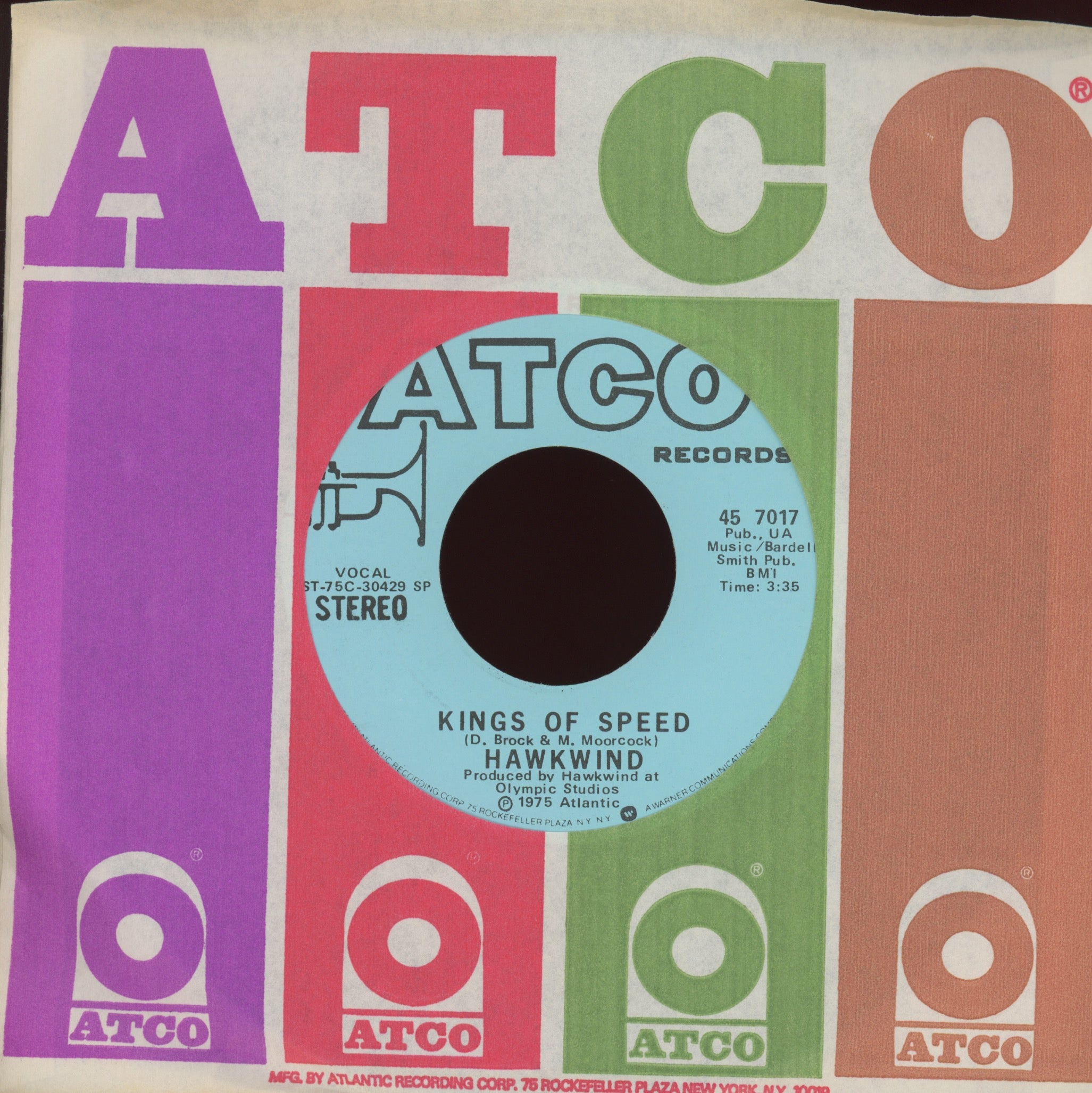 Hawkwind - Kings Of Speed on Atlantic Promo