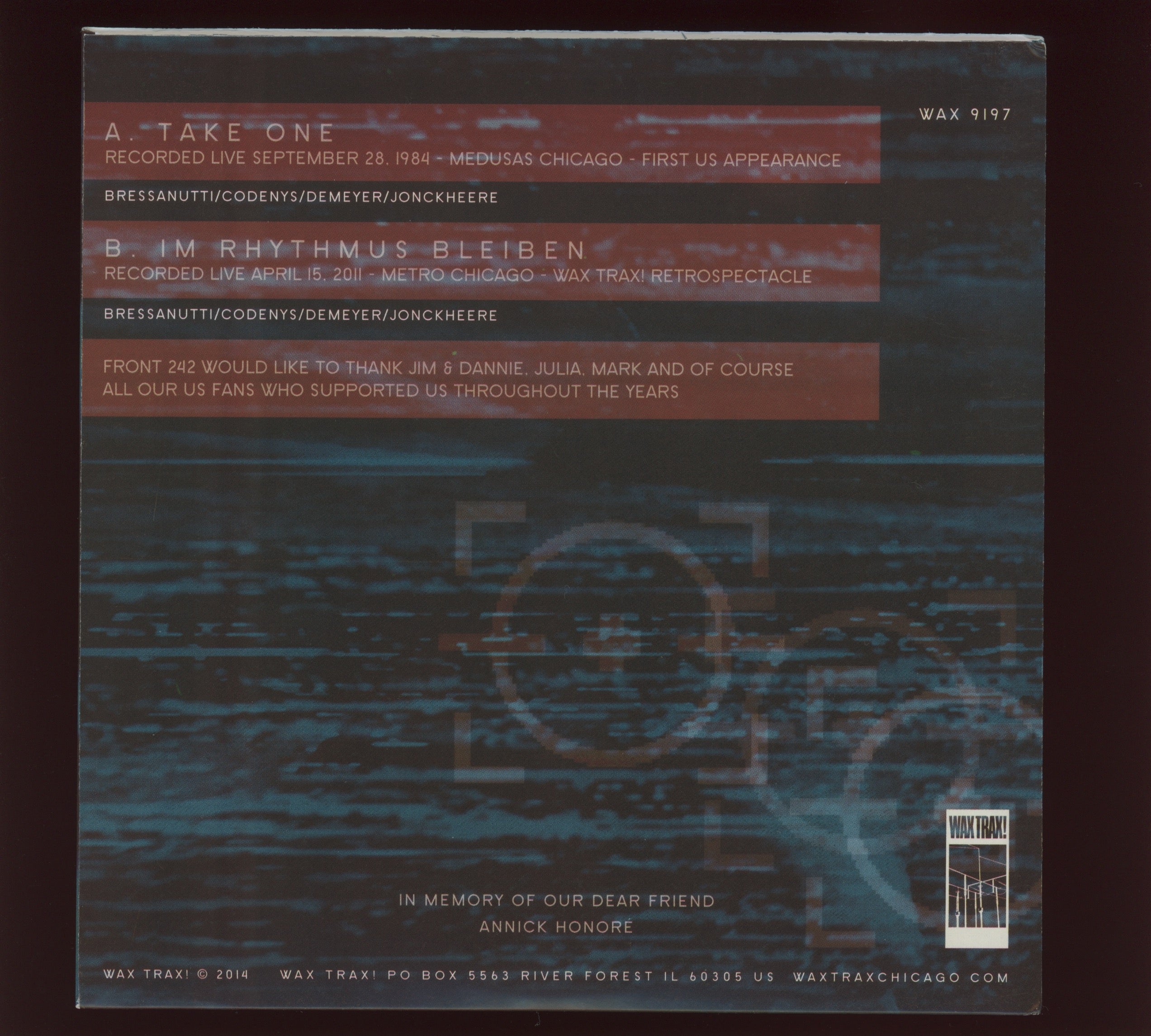 Front 242 - Take One on Wax Trax Red Vinyl