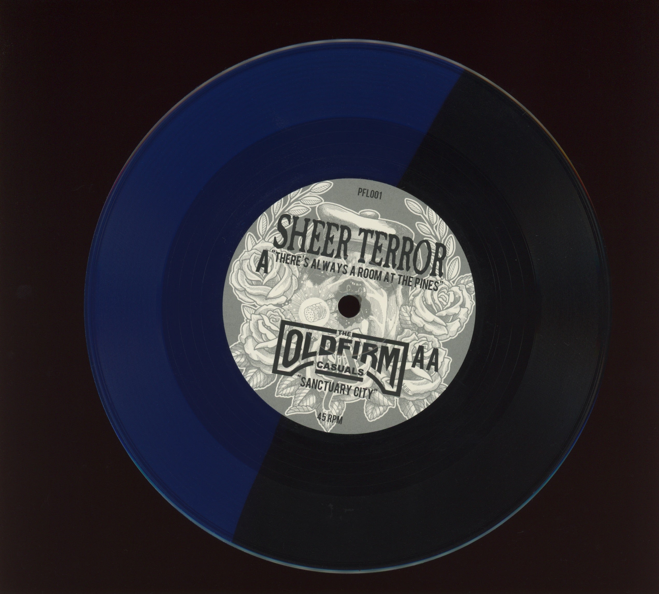 Sheer Terror / Old Firm Casuals - Always a Room at the Pines on Pitchfork Blue and Black Vinyl Split 7"