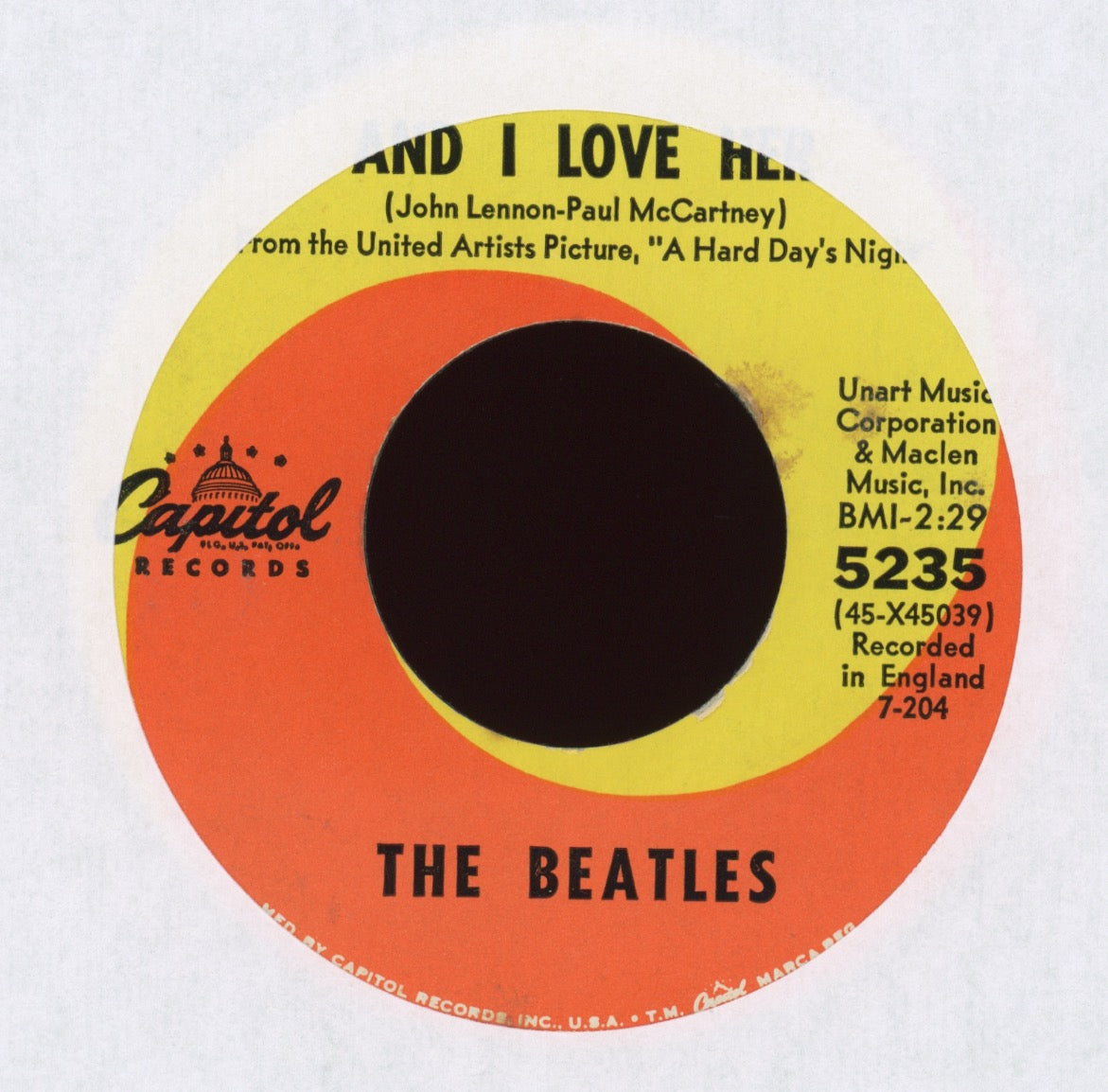 The Beatles - And I Love Her / If I Fell on Capitol