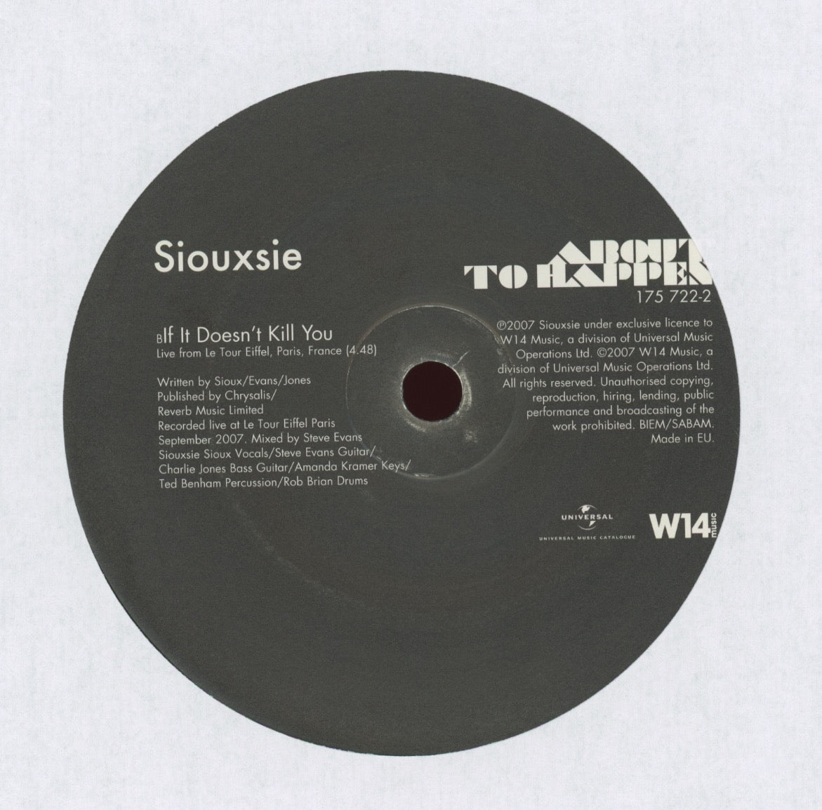 Siouxsie Sioux - About To Happen on W14 UK Press