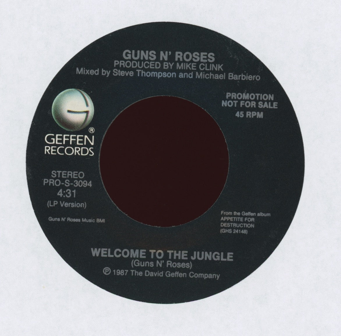 Guns N' Roses - Welcome To The Jungle on Geffen Promo