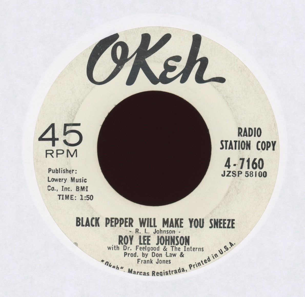 Roy Lee Johnson - Black Pepper Will Make You Sneeze on Okeh Promo