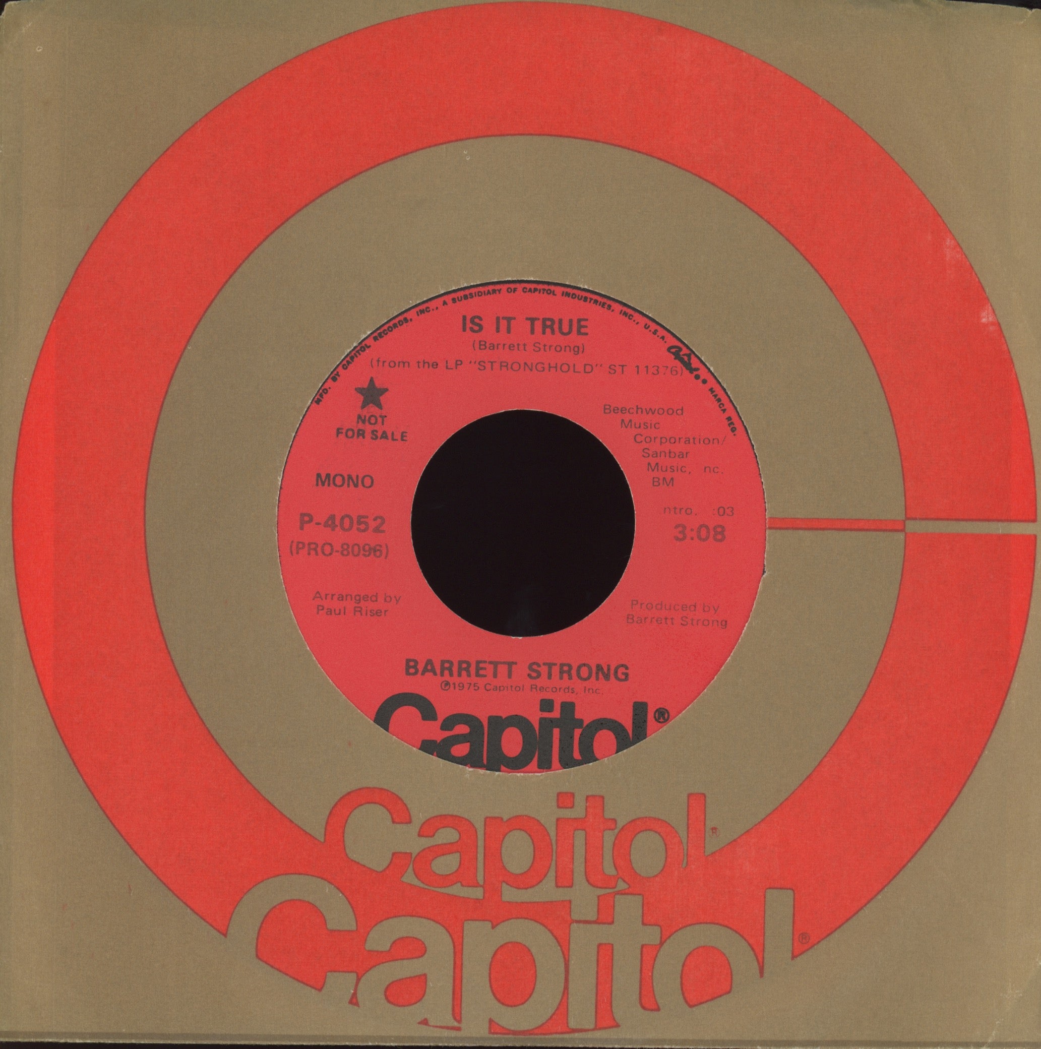 Barrett Strong - Is It True on Capitol Promo