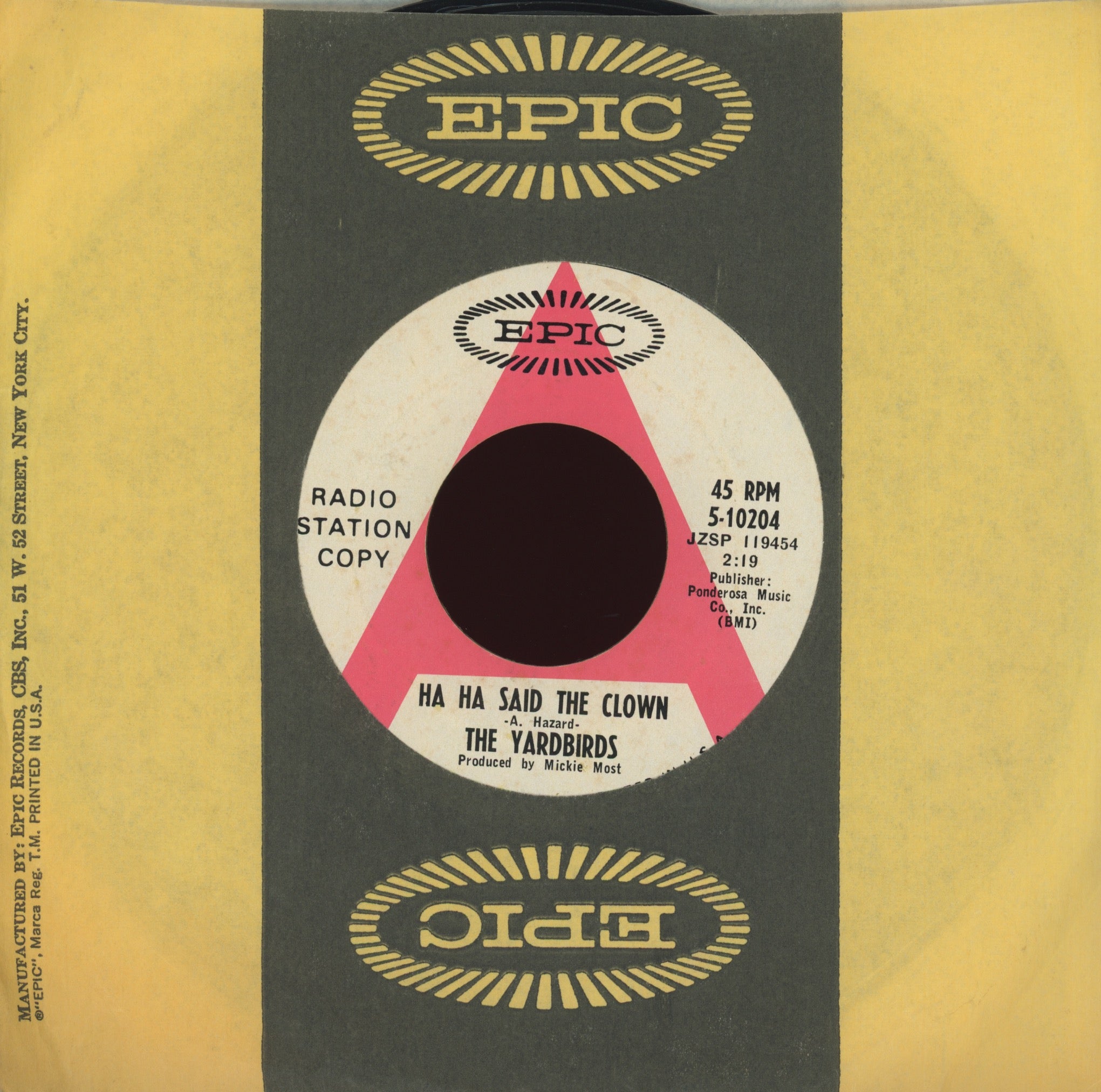 The Yardbirds - Ha Ha Said The Clown on Epic Promo