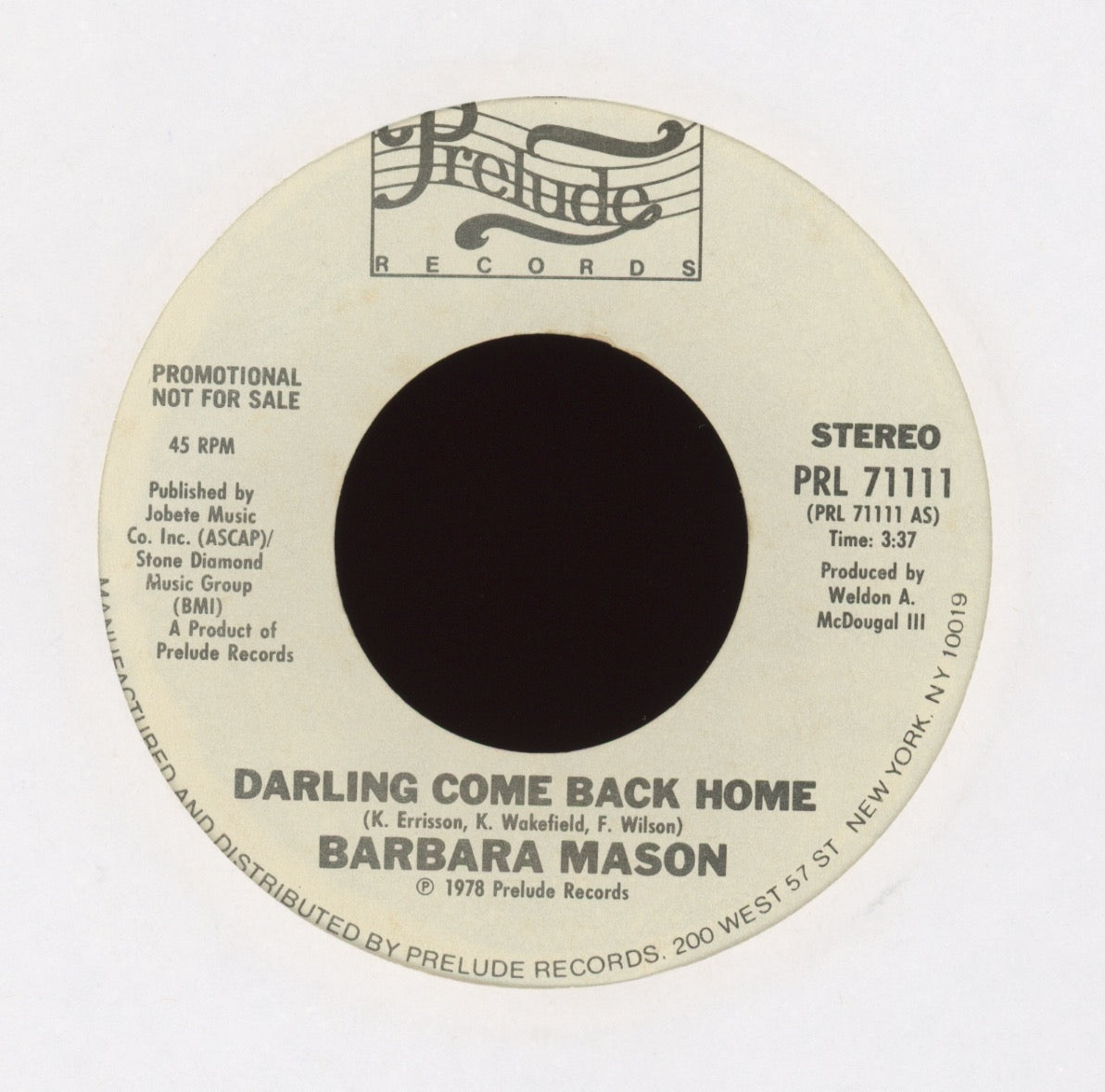 Barbara Mason - Darling Come Back Home on Prelude Promo