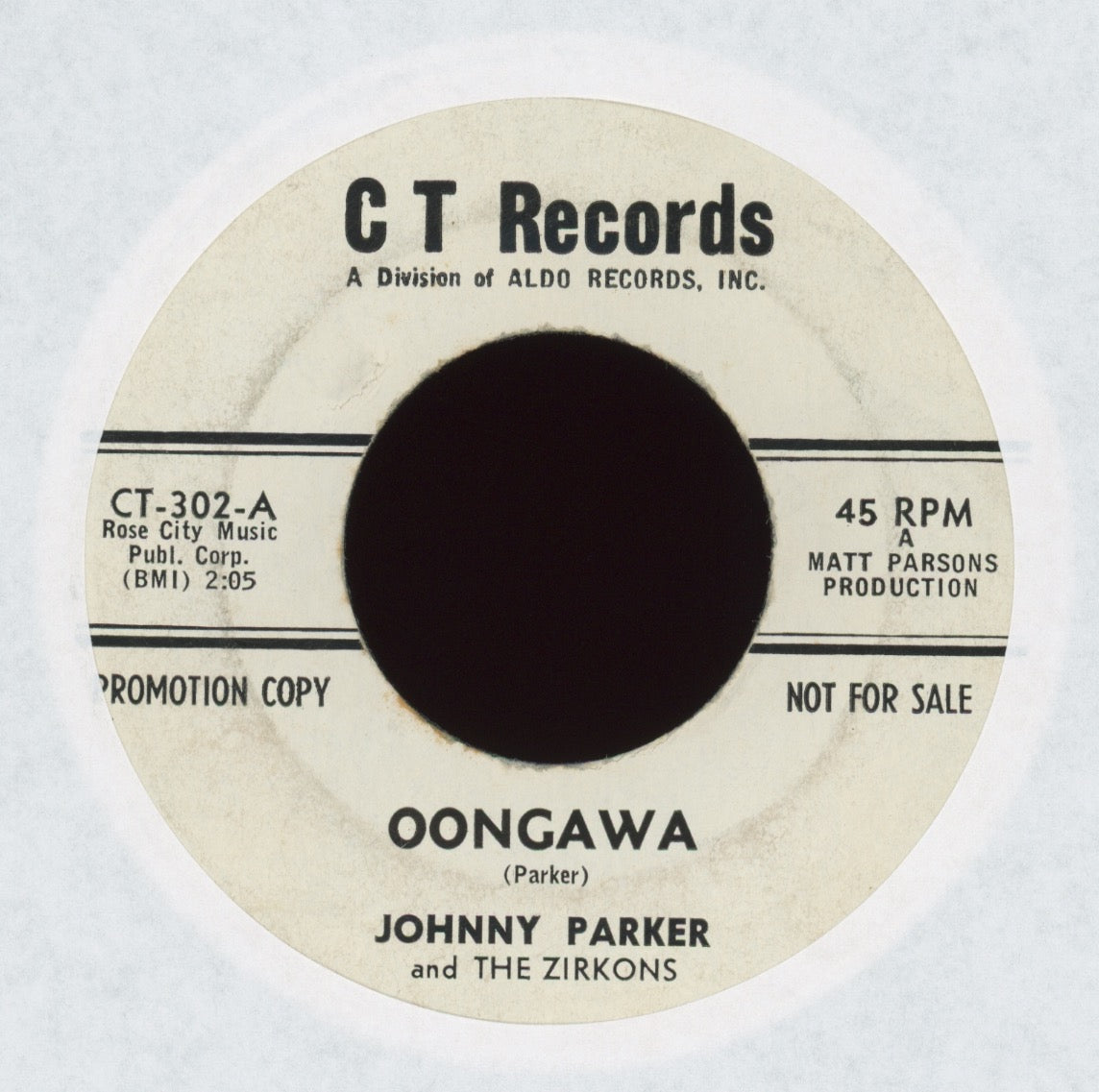 Johnny Parker And The Zirkons - Oongawa on C T Promo