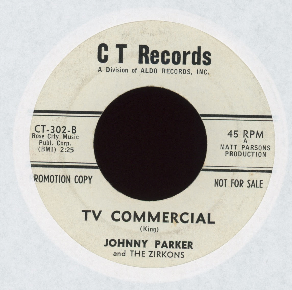 Johnny Parker And The Zirkons - Oongawa on C T Promo