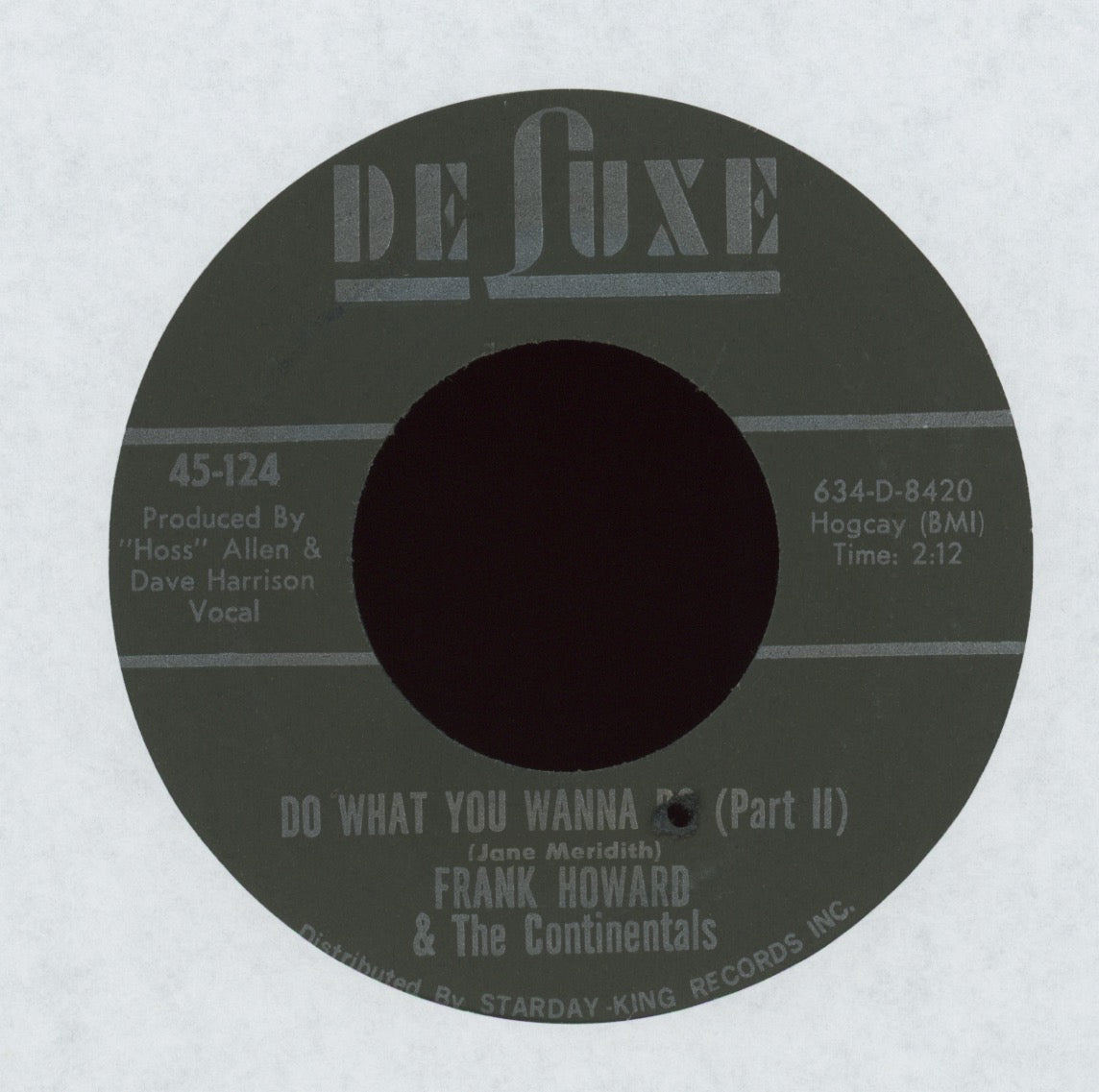 Frank Howard & The Continentals - Do What You Wanna Do on DeLuxe