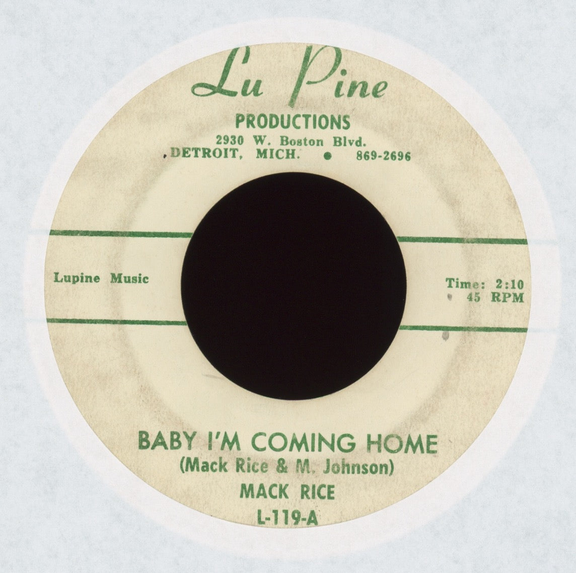 Sir Mack Rice - Baby I'm Coming Home on Lu Pine