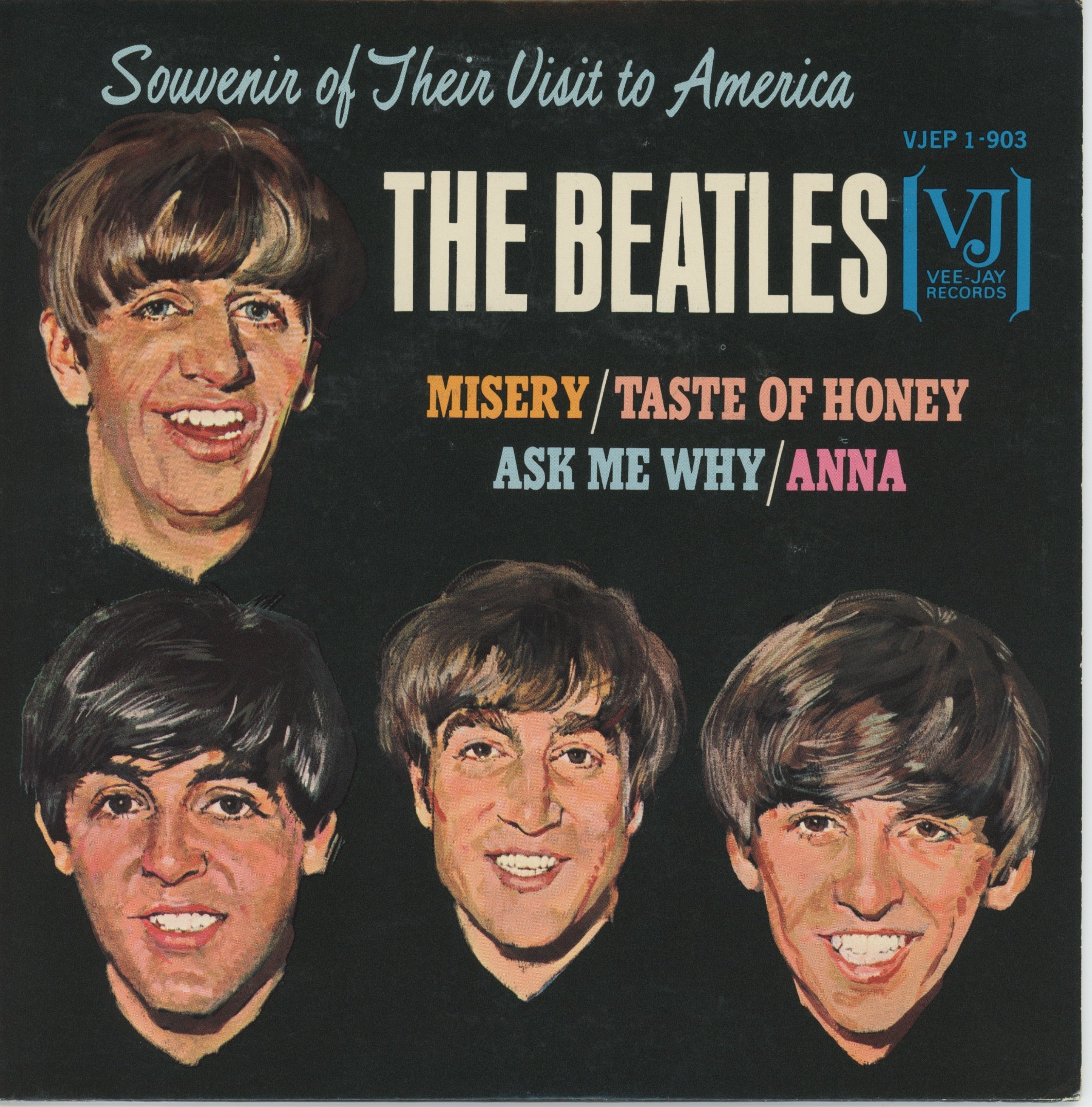 The Beatles - Souvenir Of Their Visit To America on Vee Jay EP With Cover
