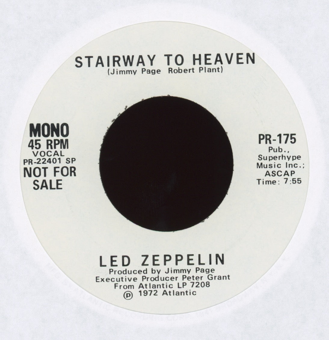 Led Zeppelin - Stairway To Heaven on Atlantic Rare Promo With Picture Sleeve