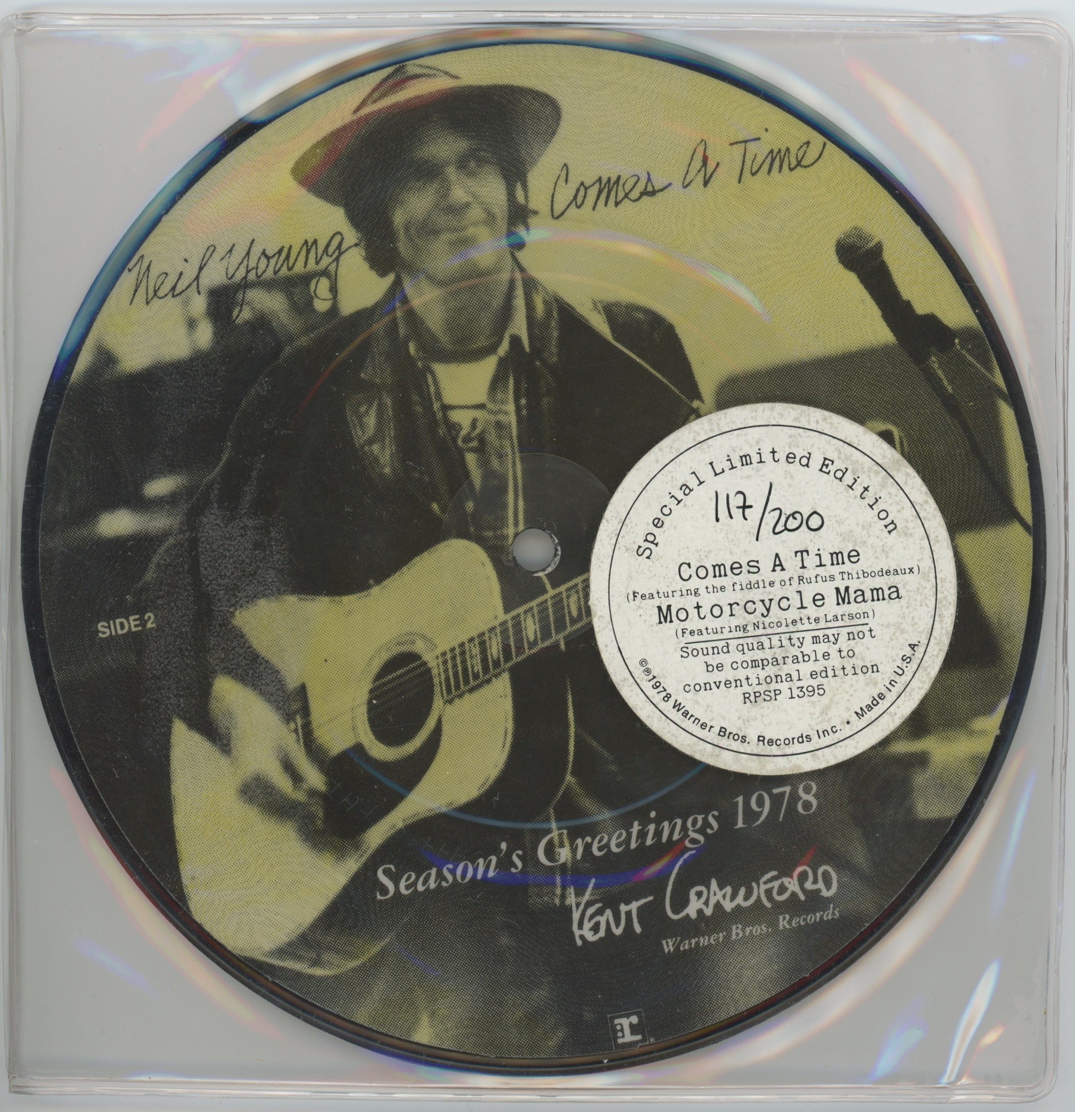 Neil Young - Comes A Time Rare Limited Promo Picture Disc Seasons Greetings 1978