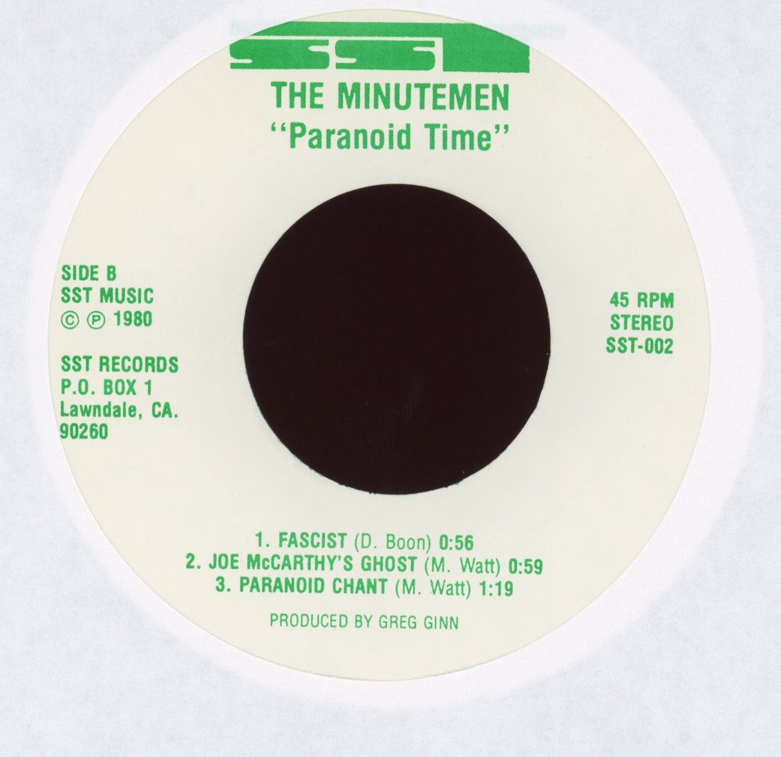 Minutemen - Paranoid Time on SST 1980's Repress