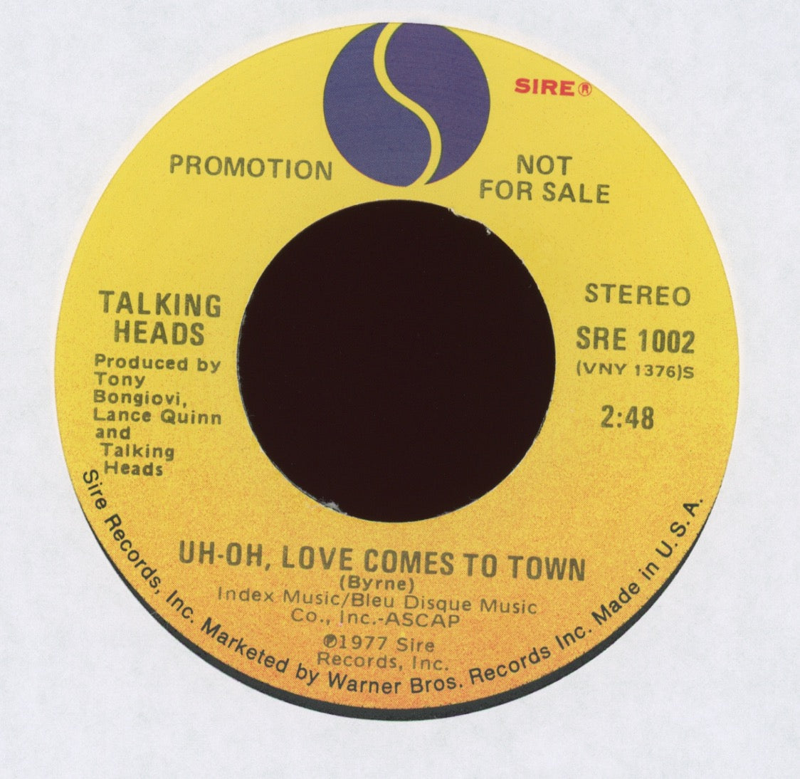 Talking Heads - Uh-oh, Love Comes To Town on Sire Promo