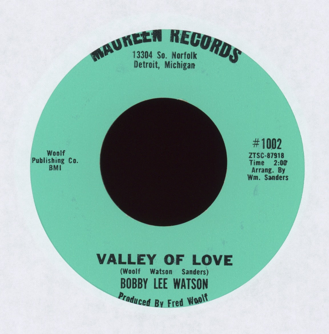 Bobby Lee Watson - Valley Of Love on Maureen