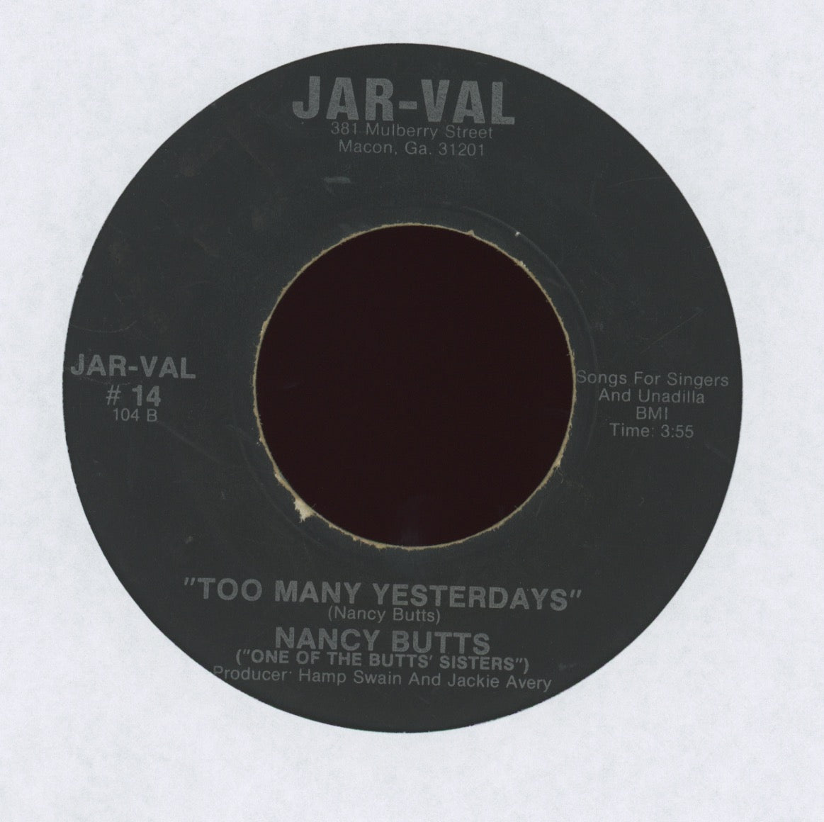 Nancy Butts - I Can't Love But One Man At A Time on Jar-Val