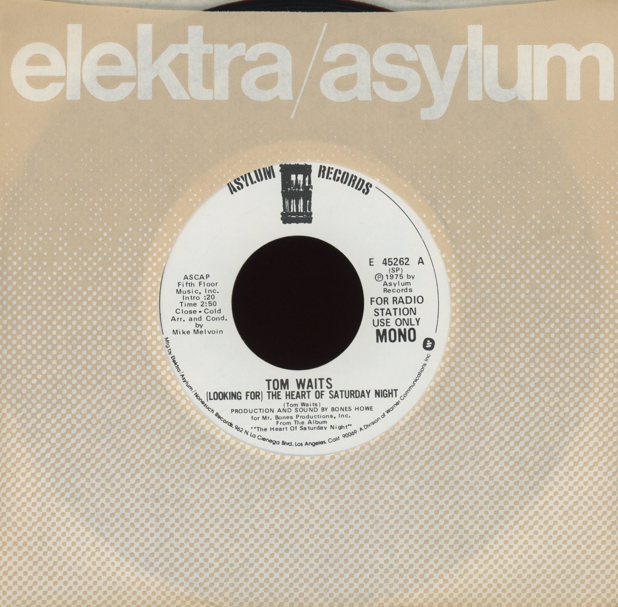 Tom Waits - (Looking For) The Heart Of Saturday Night on Elektra Promo