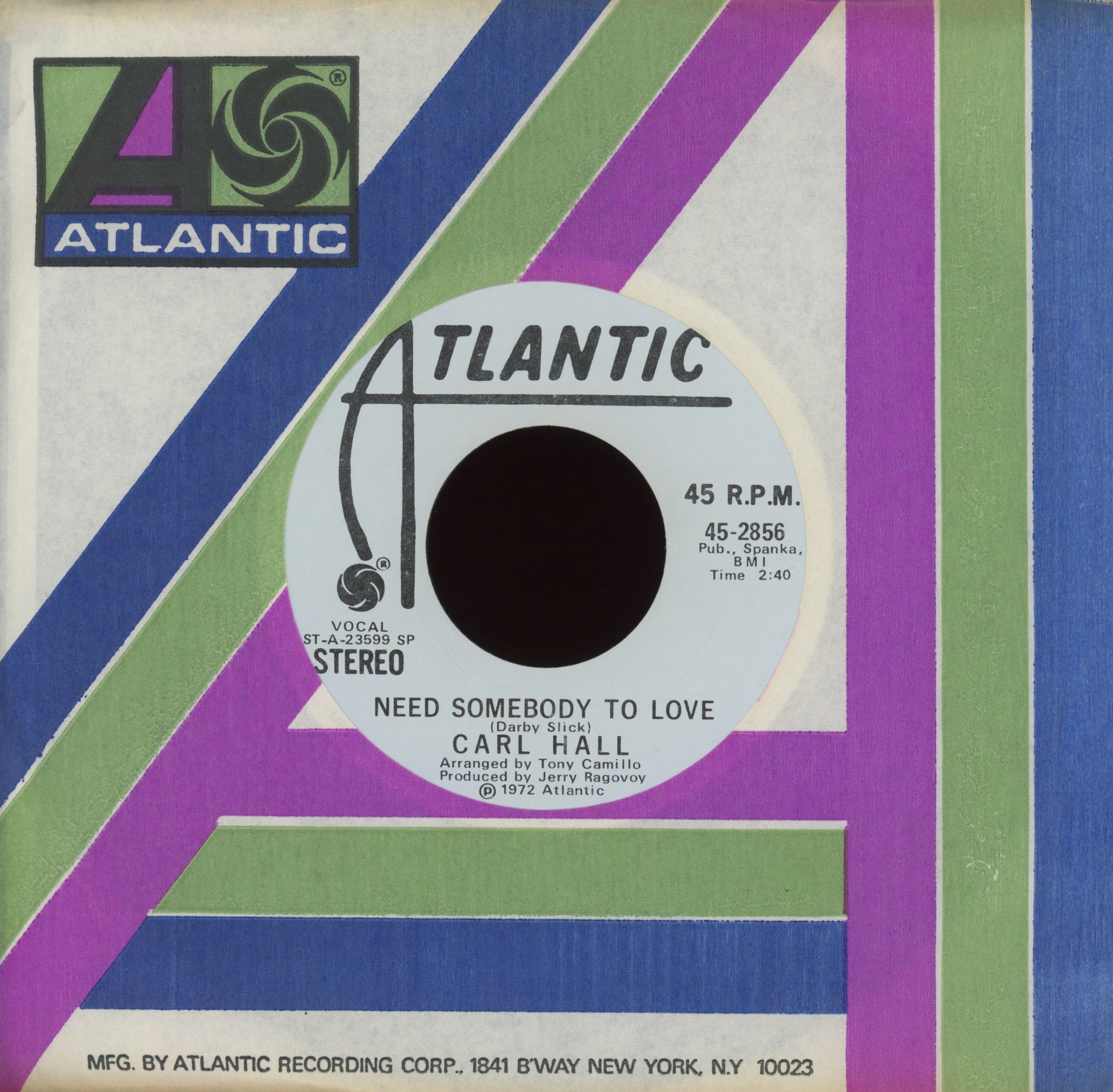 Carl Hall - Need Somebody To Love on Atlantic Promo