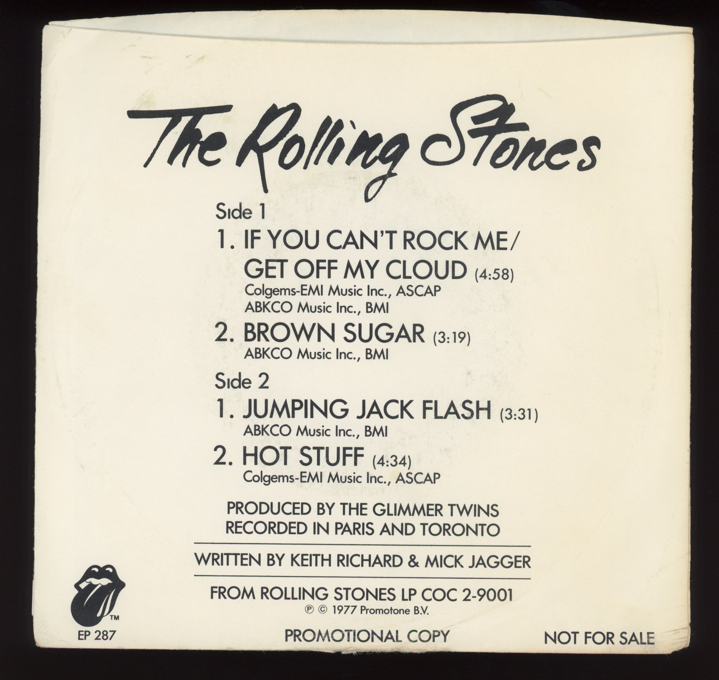 The Rolling Stones - Rare Promo EP Sampler from the Love You Live LP