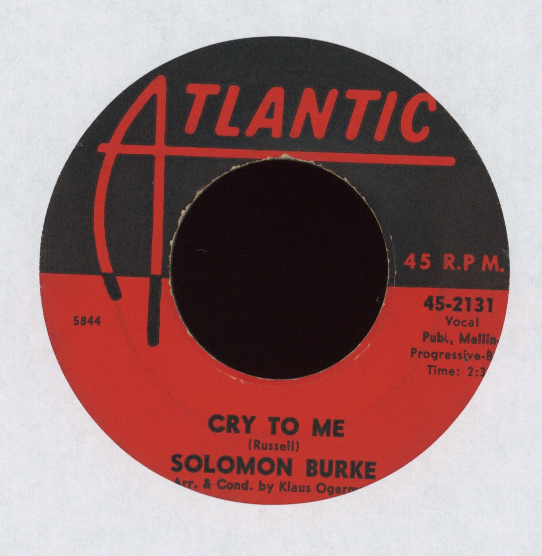 Solomon Burke - Cry To Me on Atlantic Northern Soul 45