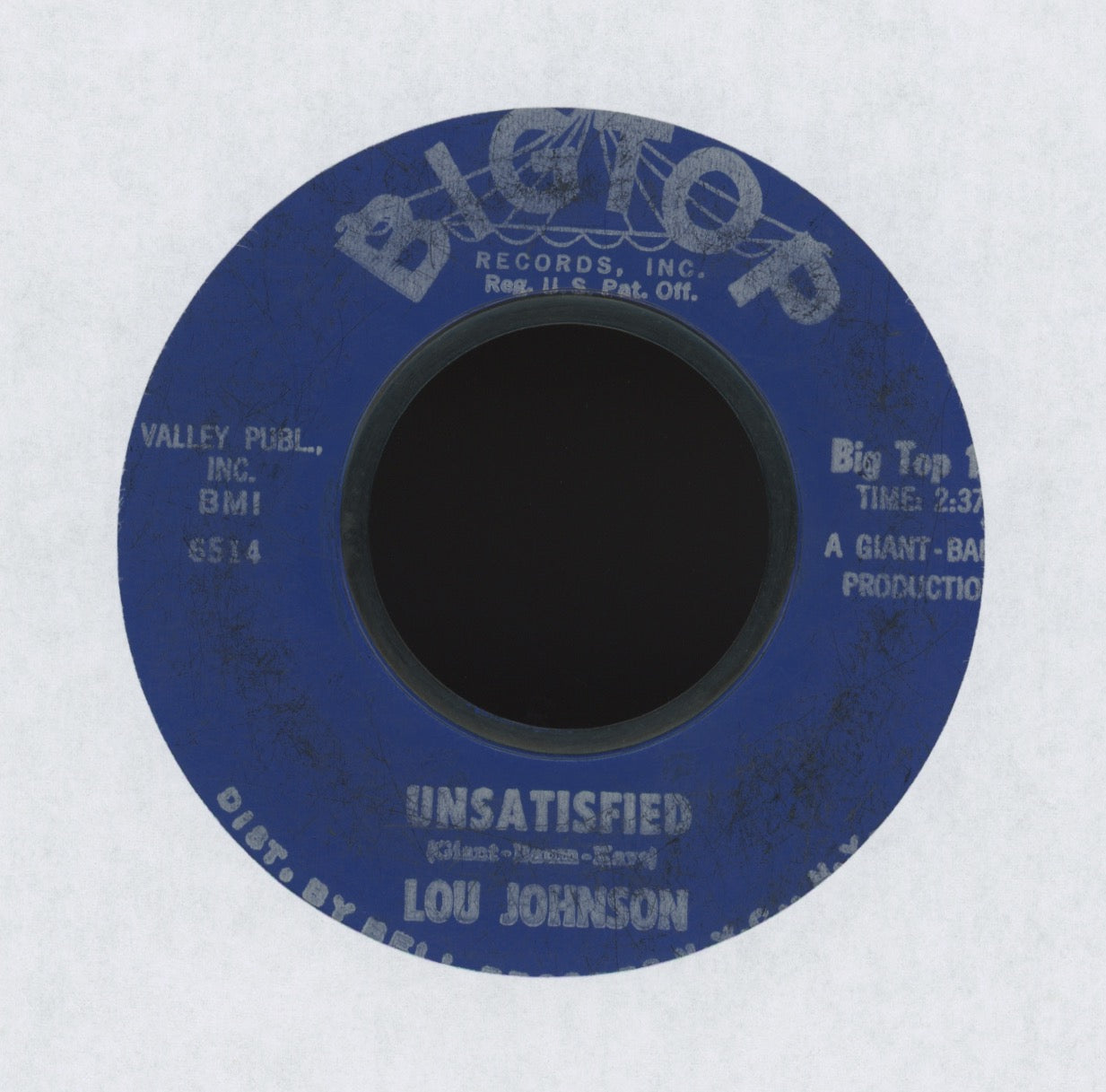 Lou Johnson - Unsatisfied on Bigtop Northern Soul 45