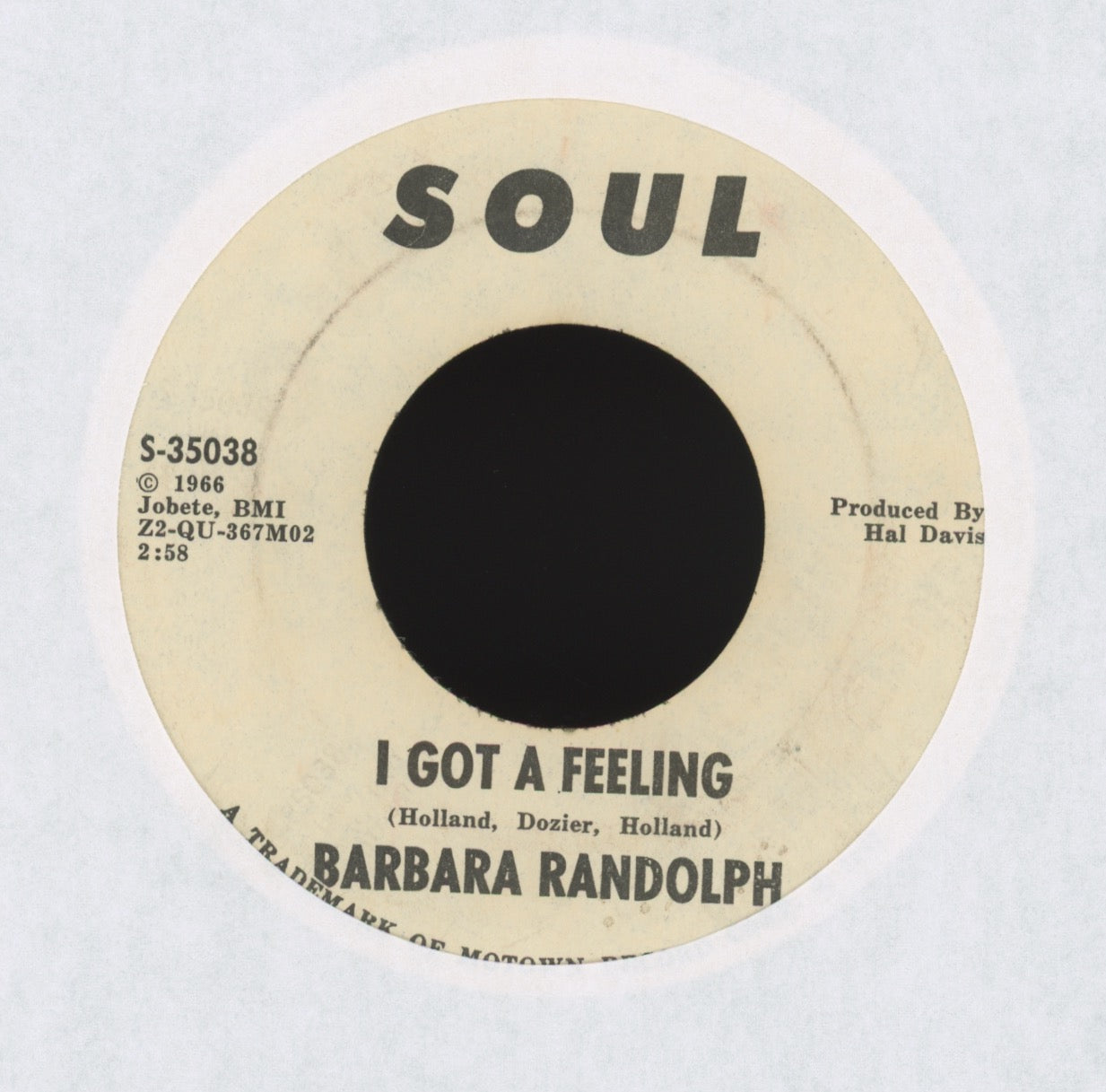 Barbara Randolph - I Got A Feeling on SOUL Promo Northern Soul 45