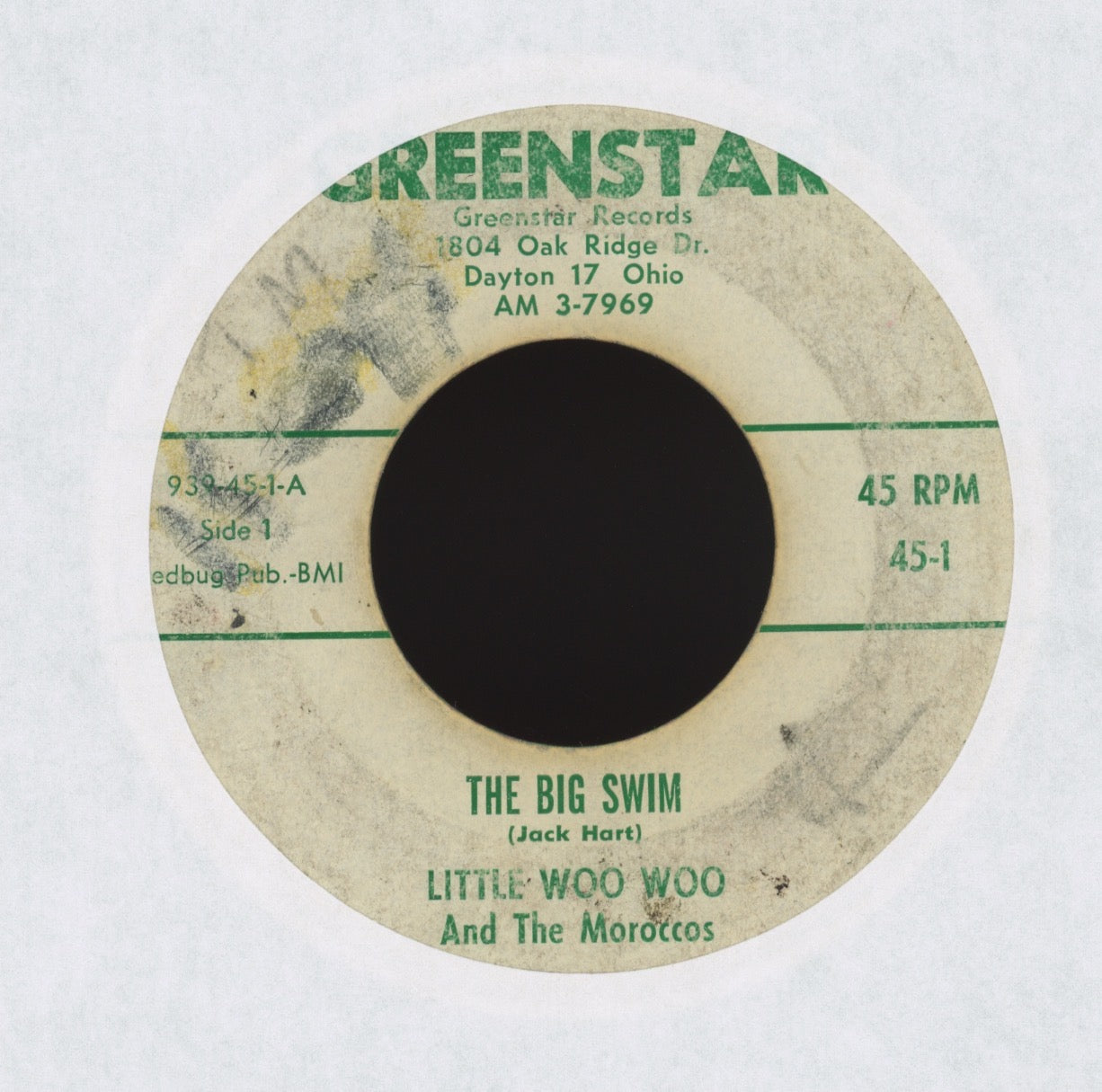 Little Woo Woo & The Moroccos - The Big Swim / Muzik Megaton on Greenstar R&B Funk 45