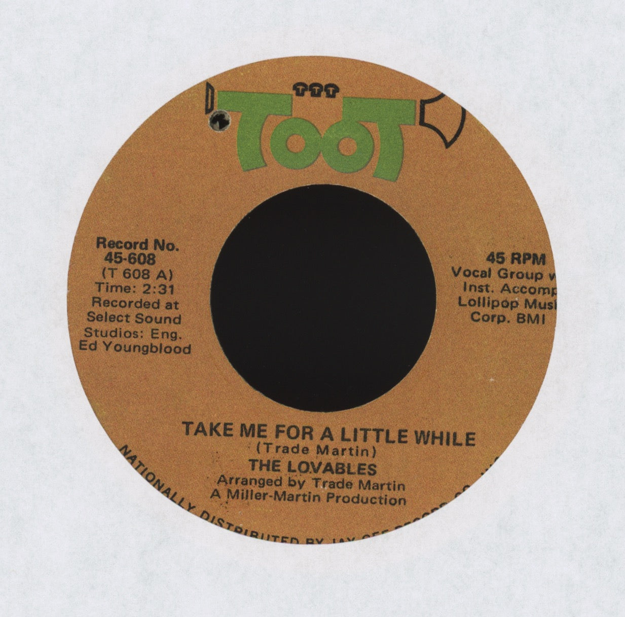 The Lovables - Take Me For A Little While on Toot Northern Soul Funk 45