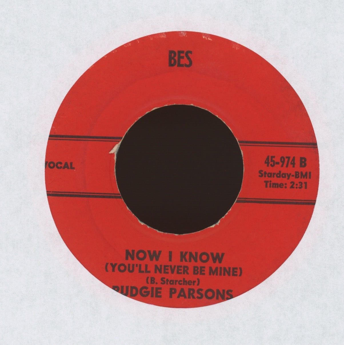 Pudgie Parsons - Where Do I Stand With You on BES Starday Custom Press Country Bop 45