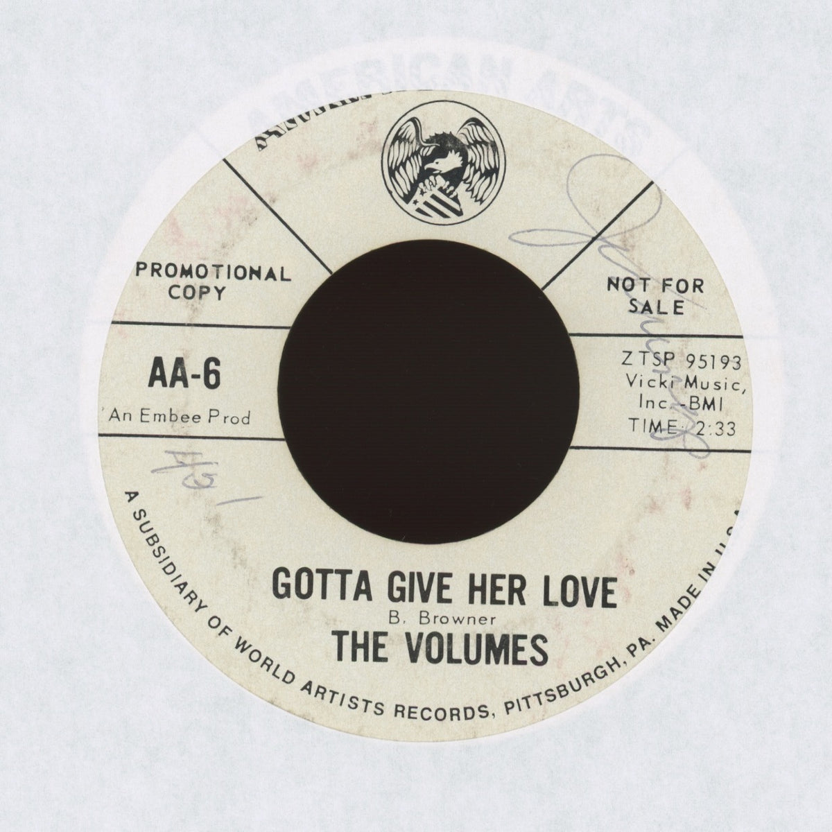 The Volumes - Gotta Give Her Love on American Arts - Promo Northern Soul 45